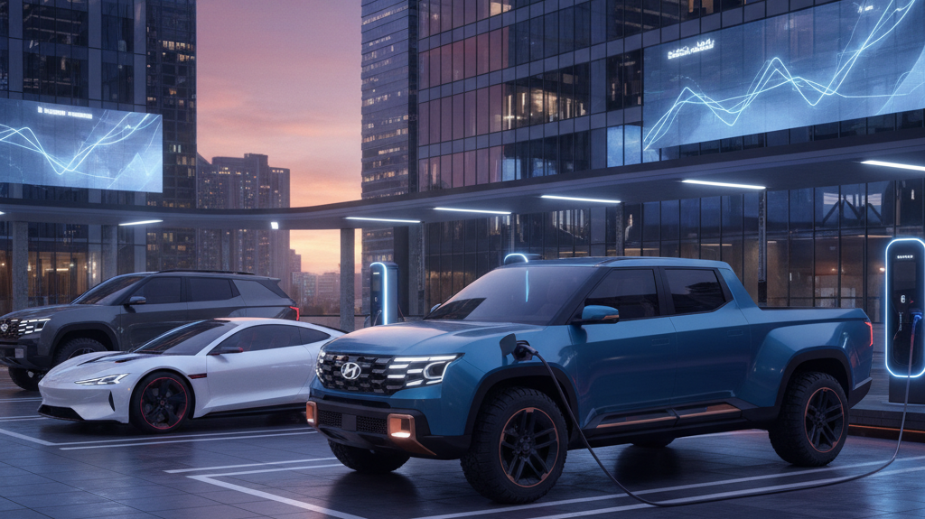 Editorial, photo-realistic HERO for an automotive daily news article titled "Hyundai Crater Concept Unveiled Amidst Profit Surge – Daily Car News (202