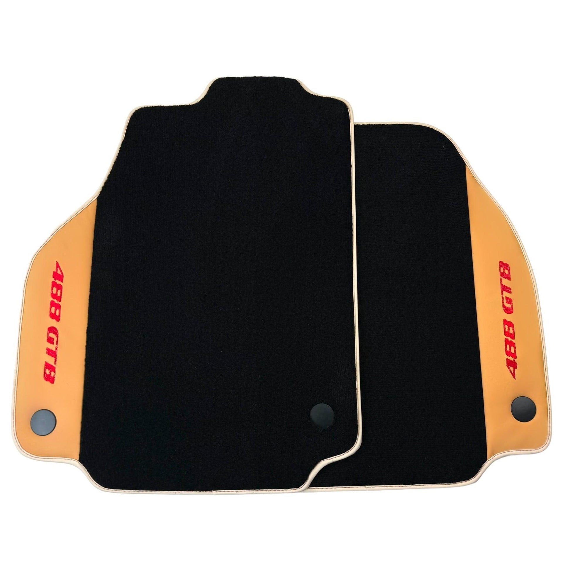 Black Floor Mats For Ferrari 488 GTB (2015-2022) with Beige Nappa Leather - AutoWin