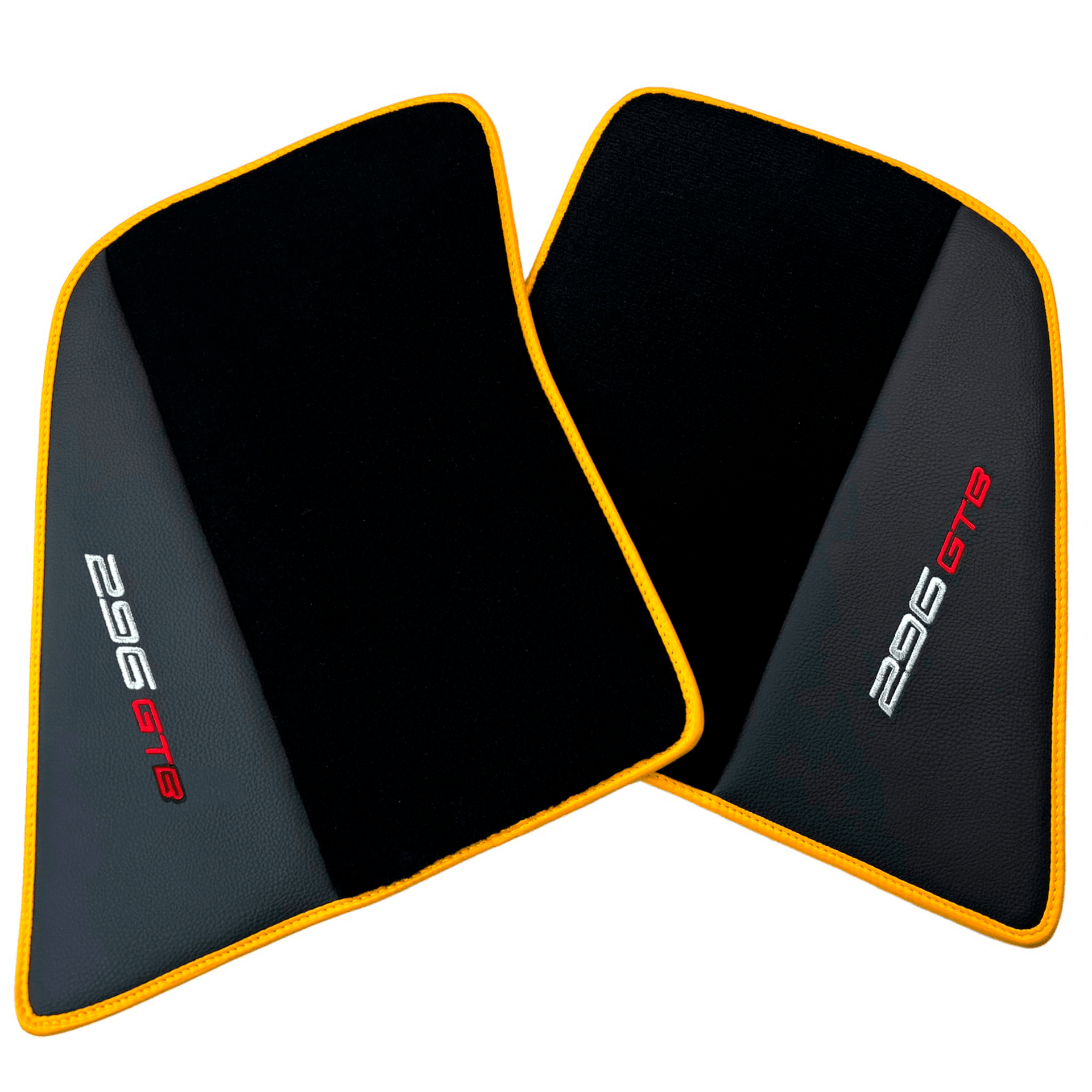 Premium Black Floor Mats for Ferrari 296 GTS (2022-2024) with Yellow Trim