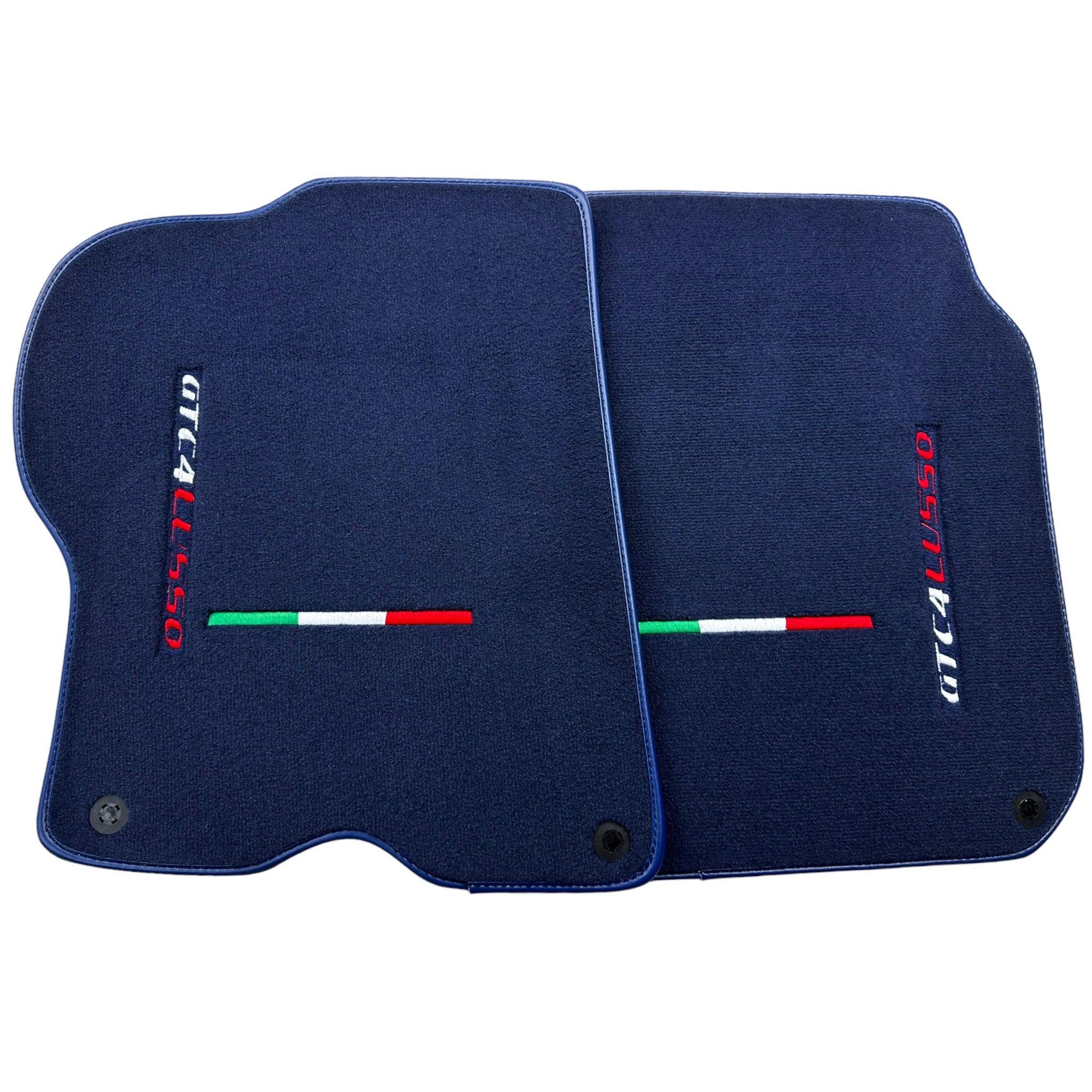 Dark Blue Floor Mats For Ferrari GTC4 Lusso (2016-2023) Italian Edition - AutoWin