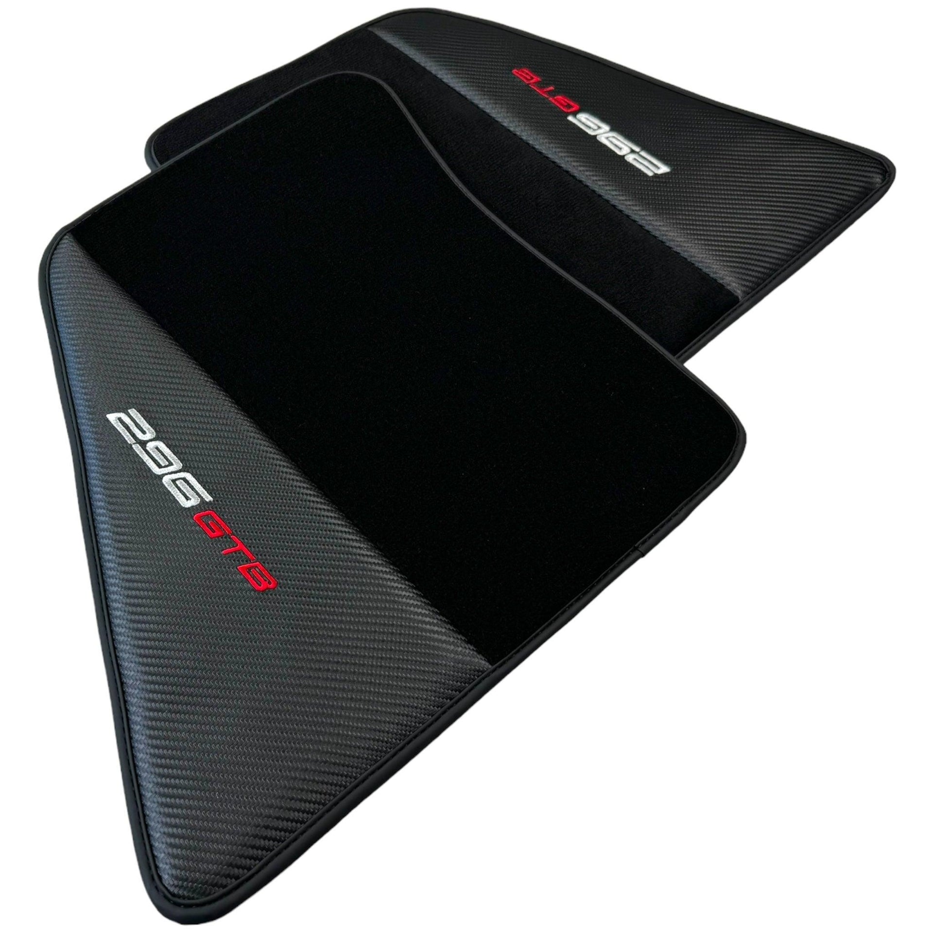 Black Floor Mats for Ferrari 296 GTB (2022-2024) with Carbon Fiber - AutoWin