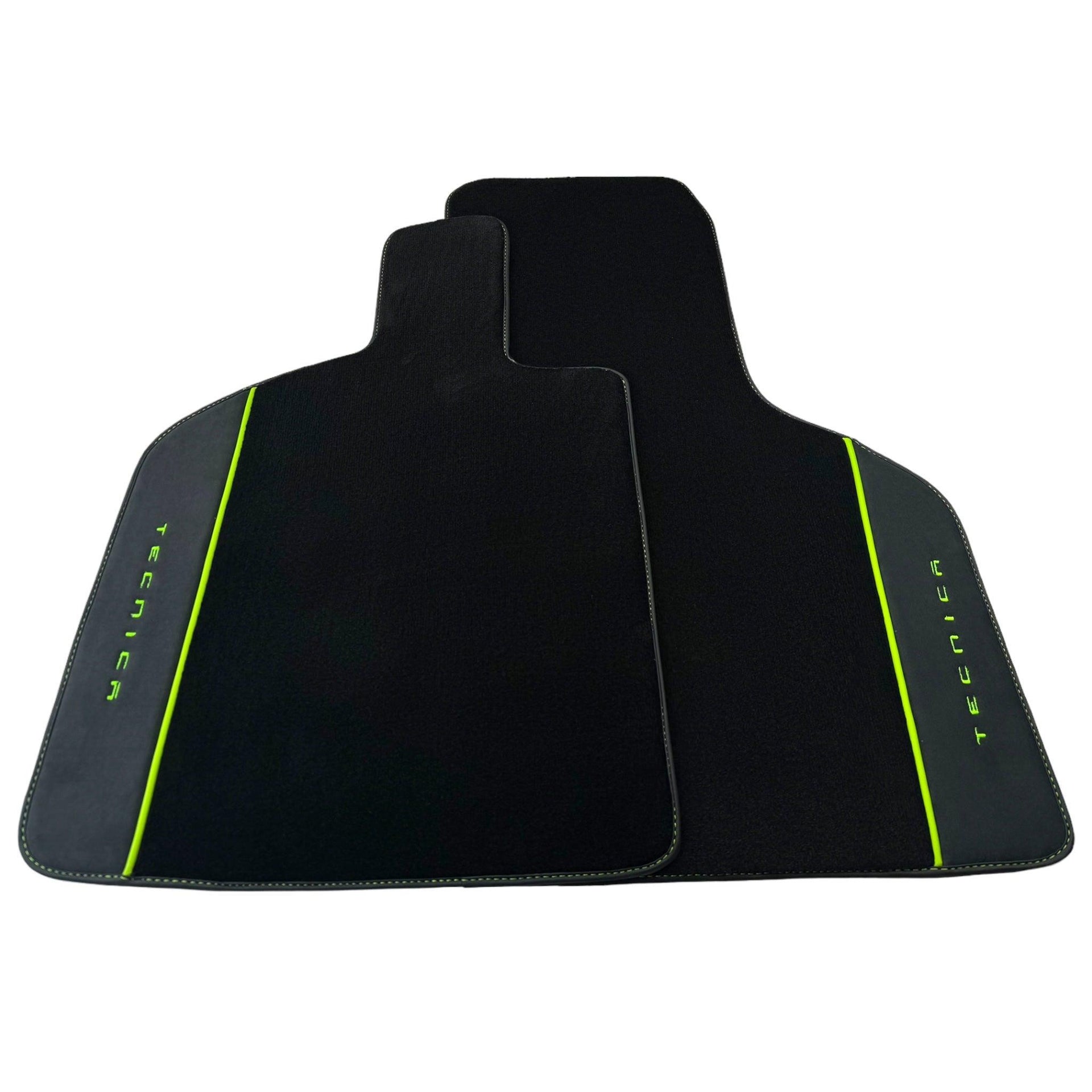 Black Floor Mats for Lamborghini Huracan Tecnica with Alcantara Leather | Green Edition - AutoWin