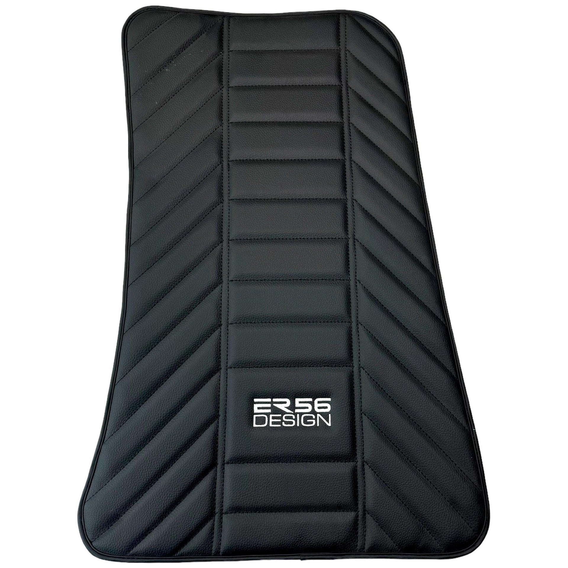 Black Leather Floor Mats for Rolls Royce Phantom Drophead Coupe (2007-2016) ER56 Design - AutoWin