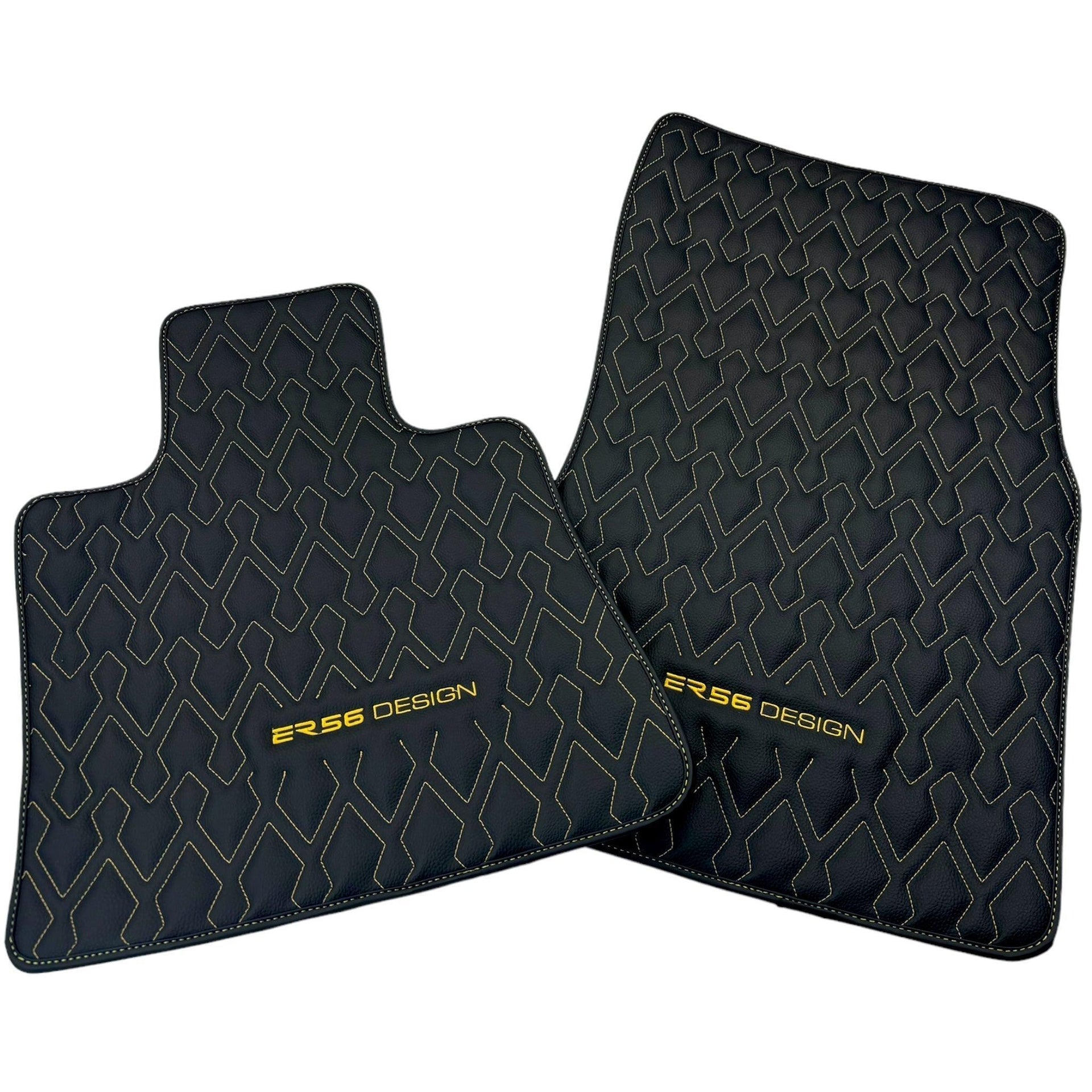 Black Leather Floor Mats for Rolls-Royce Ghost Series II (2021-2024) ER56 Design - AutoWin