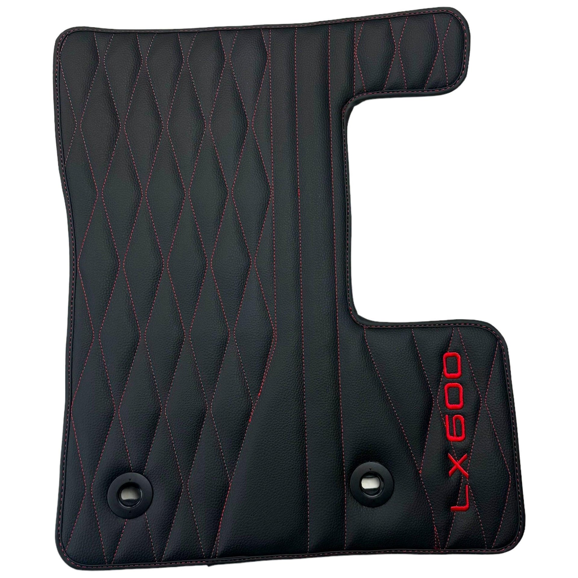 Leather Floor Mats for Lexus LX 600 (2022-2024) with Red Stitching - AutoWin