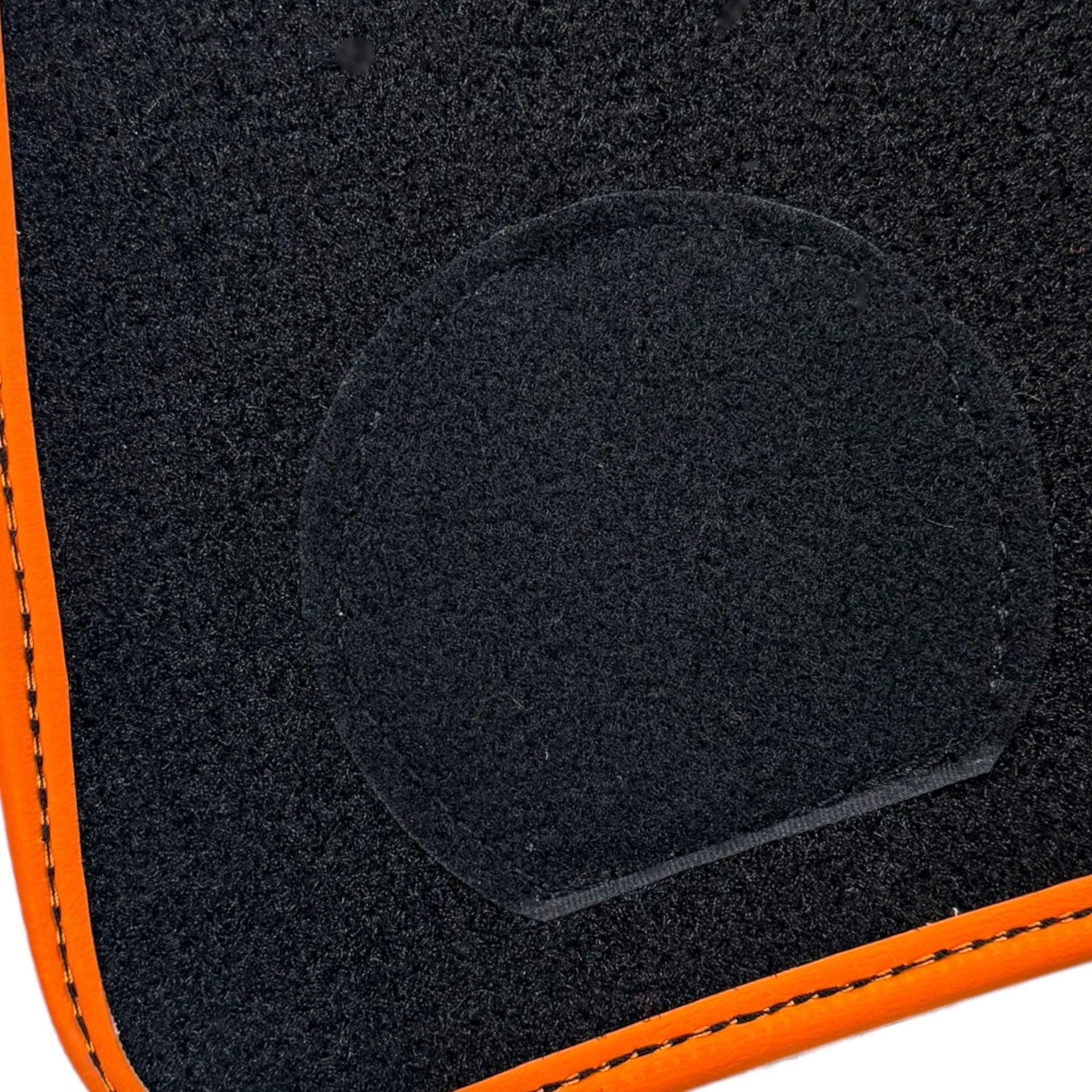 Black Sheepskin Floor Mats for Rolls-Royce Ghost Series II (2021-2024) I Orange Leather Trim - AutoWin