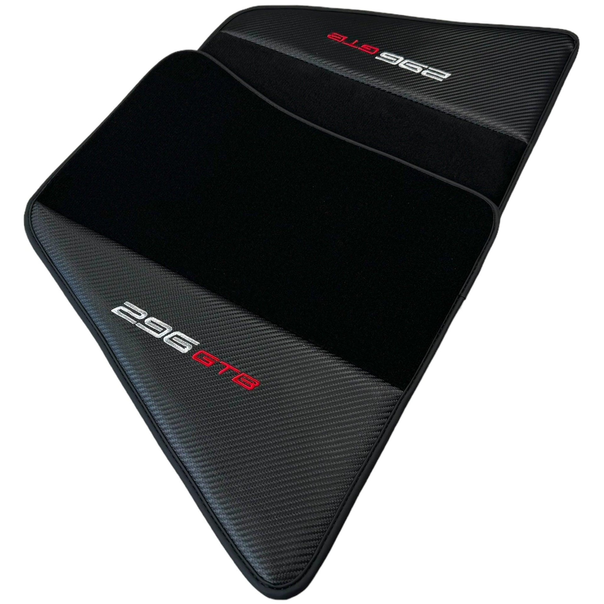Black Floor Mats for Ferrari 296 GTB (2022-2024) with Carbon Fiber - AutoWin