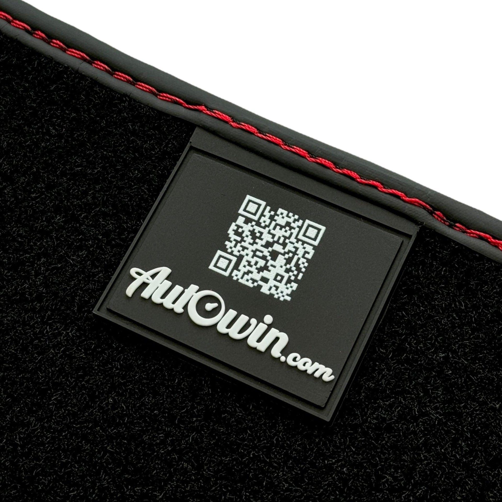 Black Floor Mats for Ferrari Roma (2021-2024) with Red Alcantara Leather - AutoWin