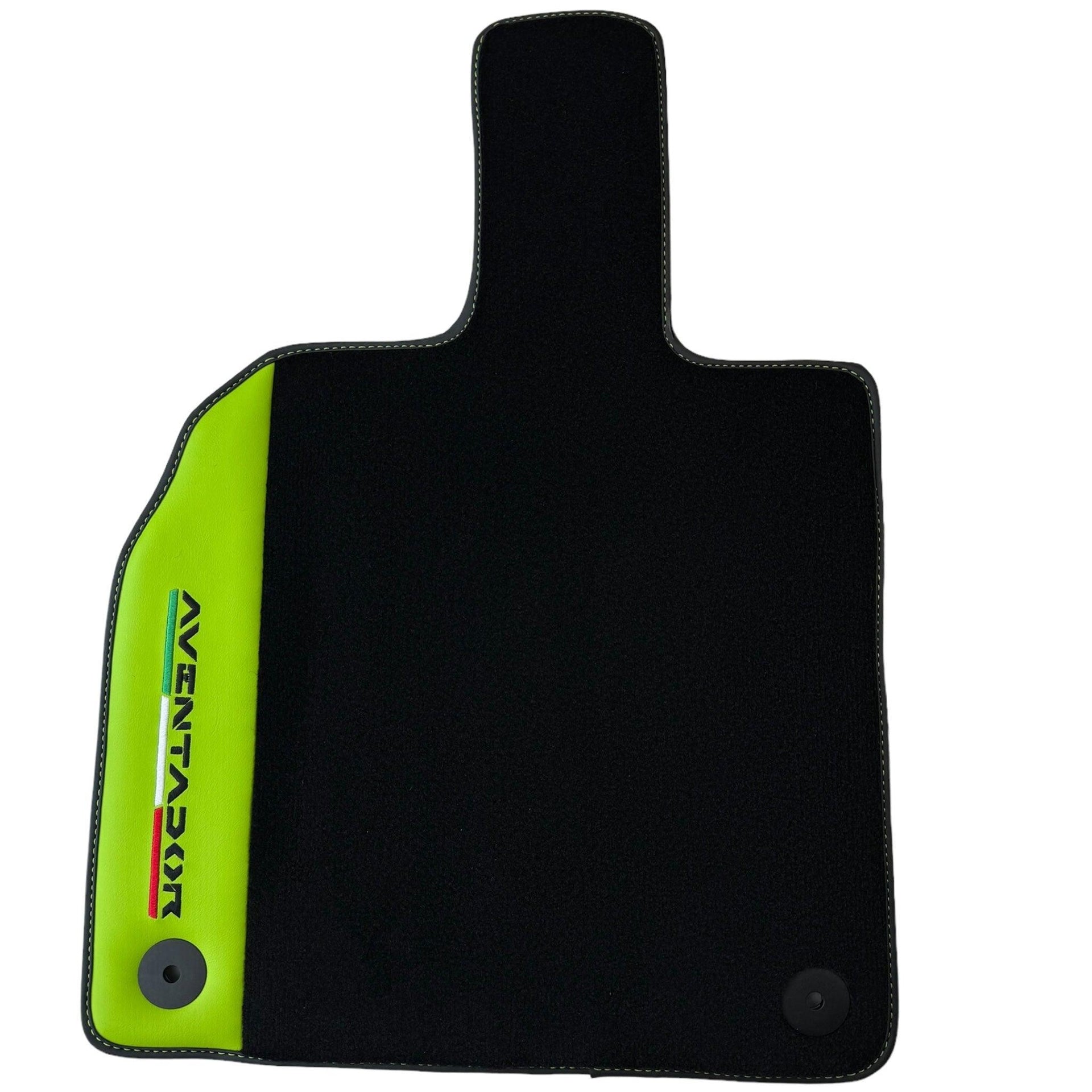 Black Floor Mats for Lamborghini Aventador with Green Leather - AutoWin