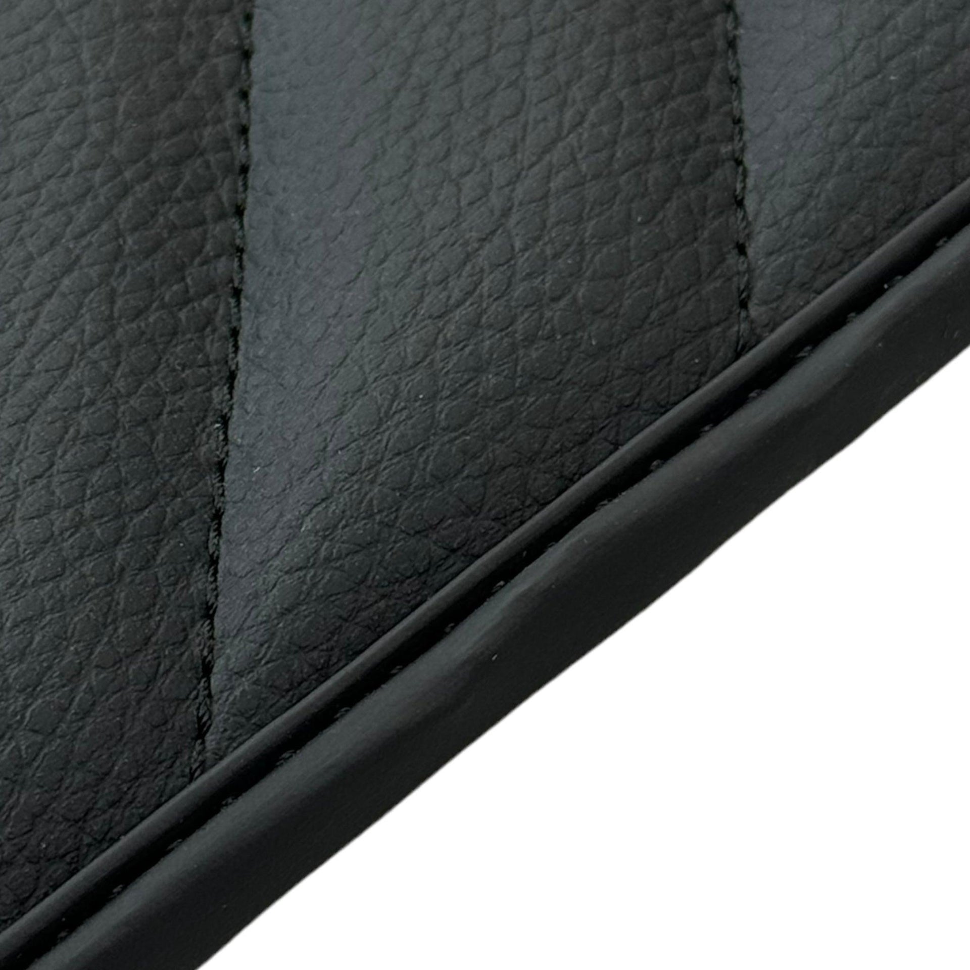 Black Leather Floor Mats for Rolls Royce Cullinan (2018-2023) ER56 Design - AutoWin
