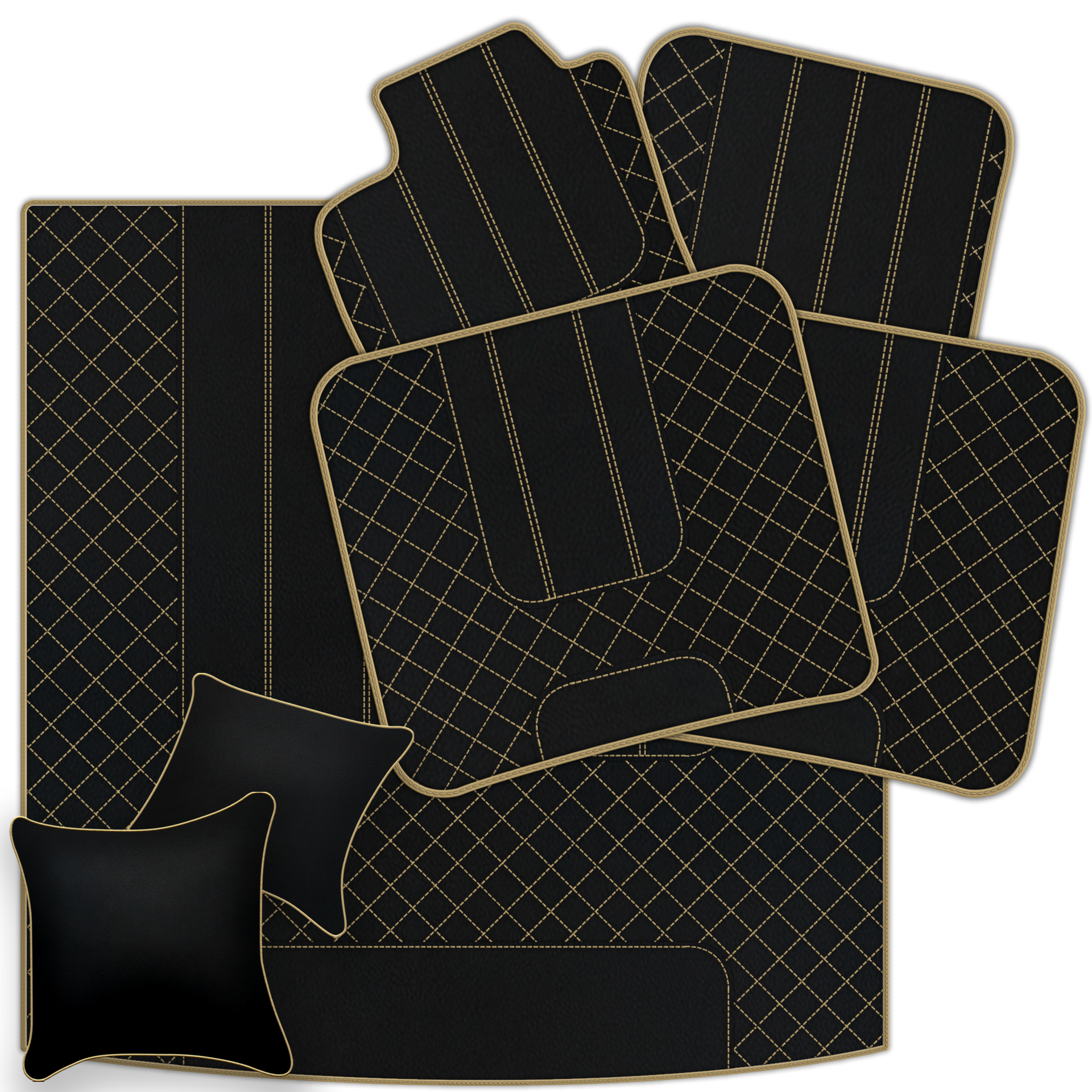 Customizable Leather Floor Mats with Double Diamond Pattern for Bentley Flying Spur (2019-2023) - AutoWin