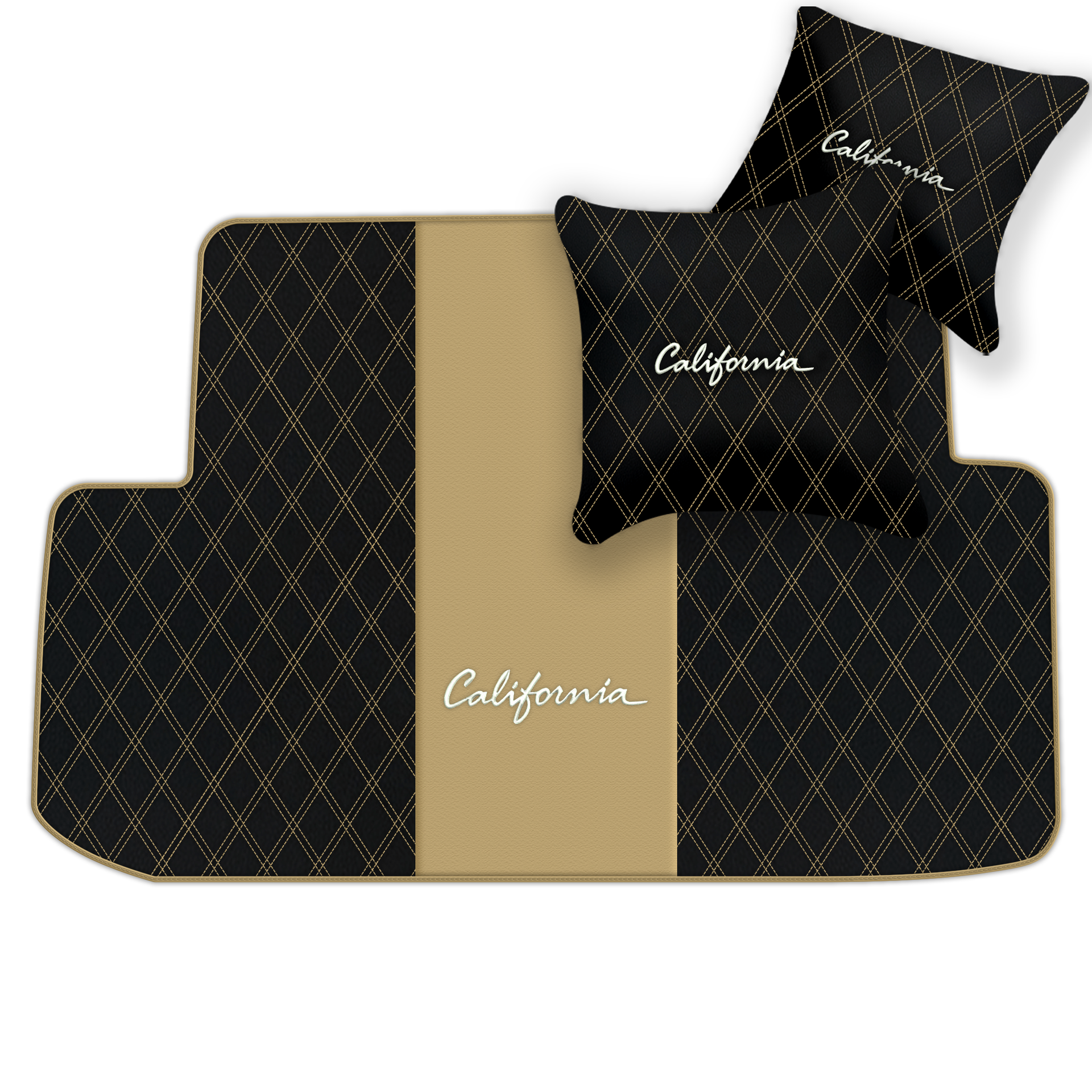 Orange Stitching Black Leather Floor Mats for Lamborghini Urus