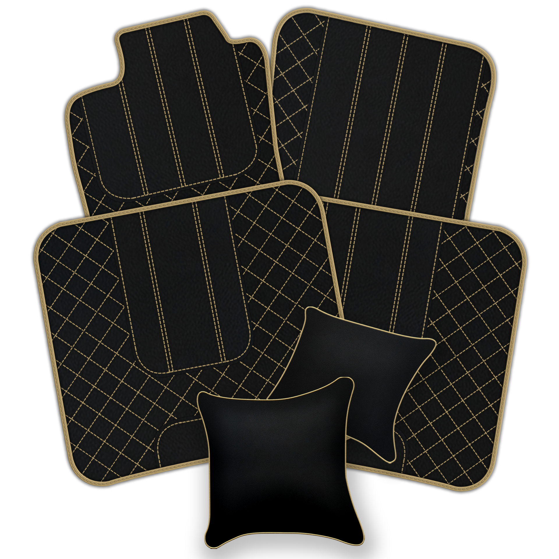 Customizable Leather Floor Mats with Double Diamond Pattern for Bentley Flying Spur (2019-2023) - AutoWin