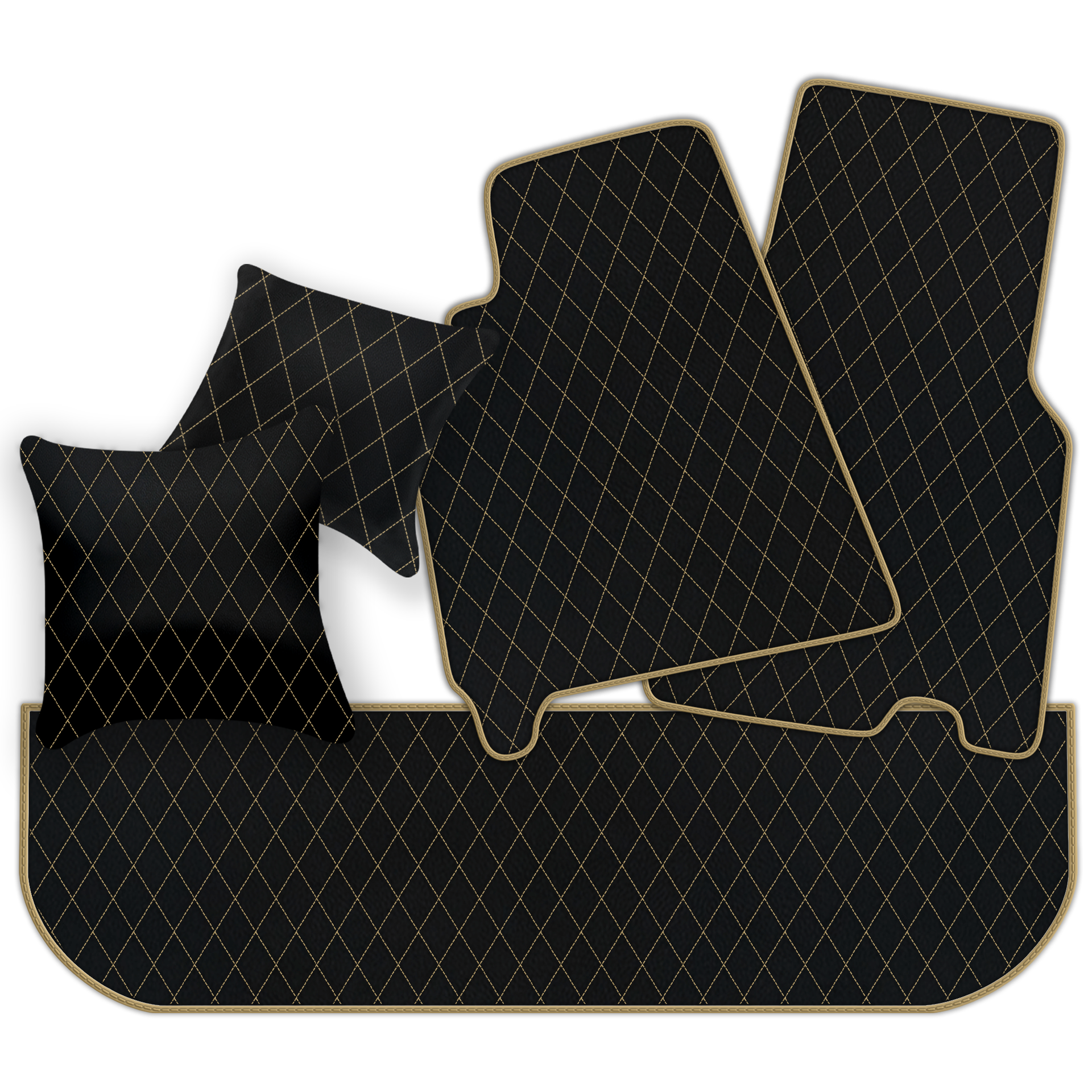 Customizable Leather Floor Mats with Double Diamond Pattern for Ferrari 550 Maranello (1996-2002) - AutoWin