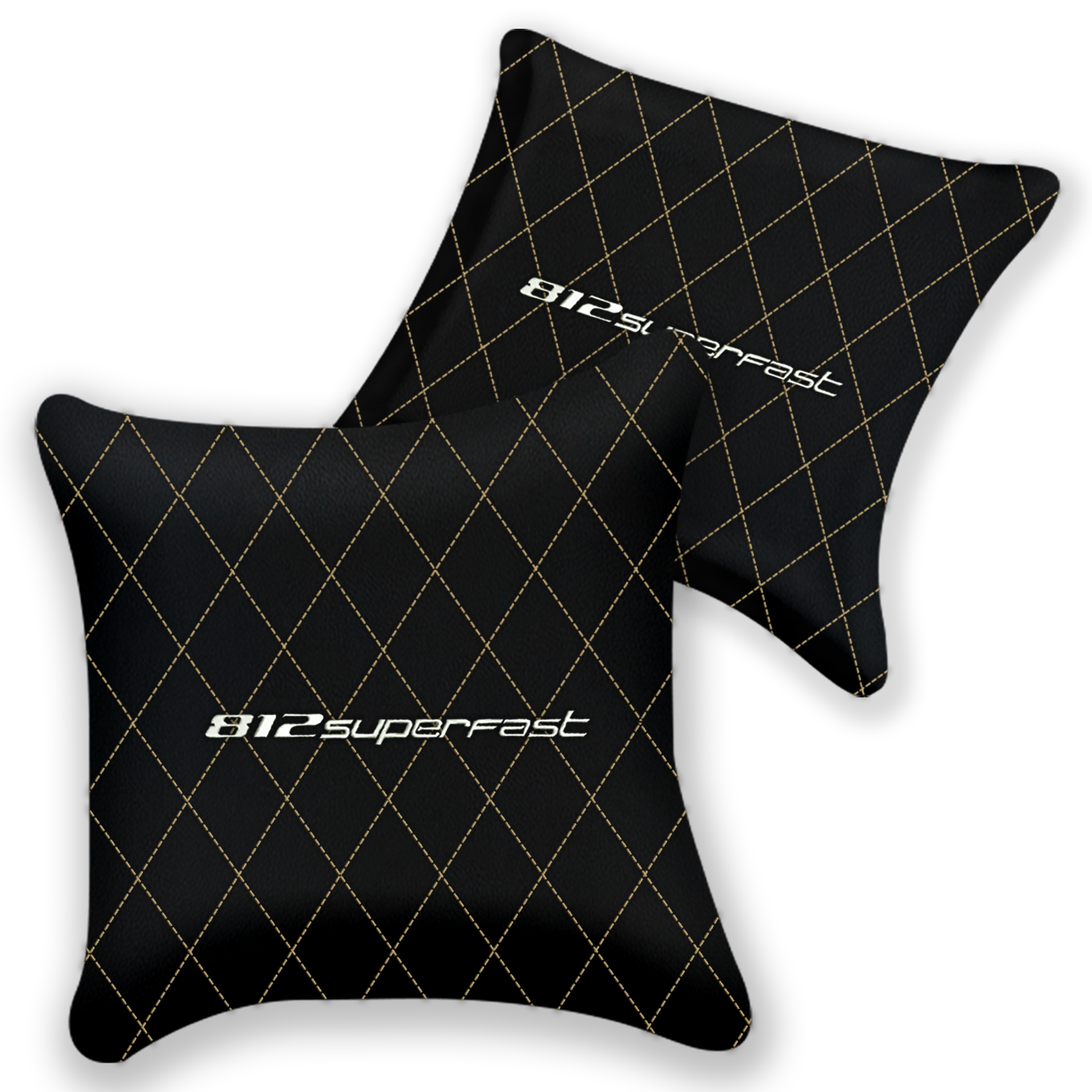 Customizable Black Leather Pillows for Ferrari F12 (2012-2022)