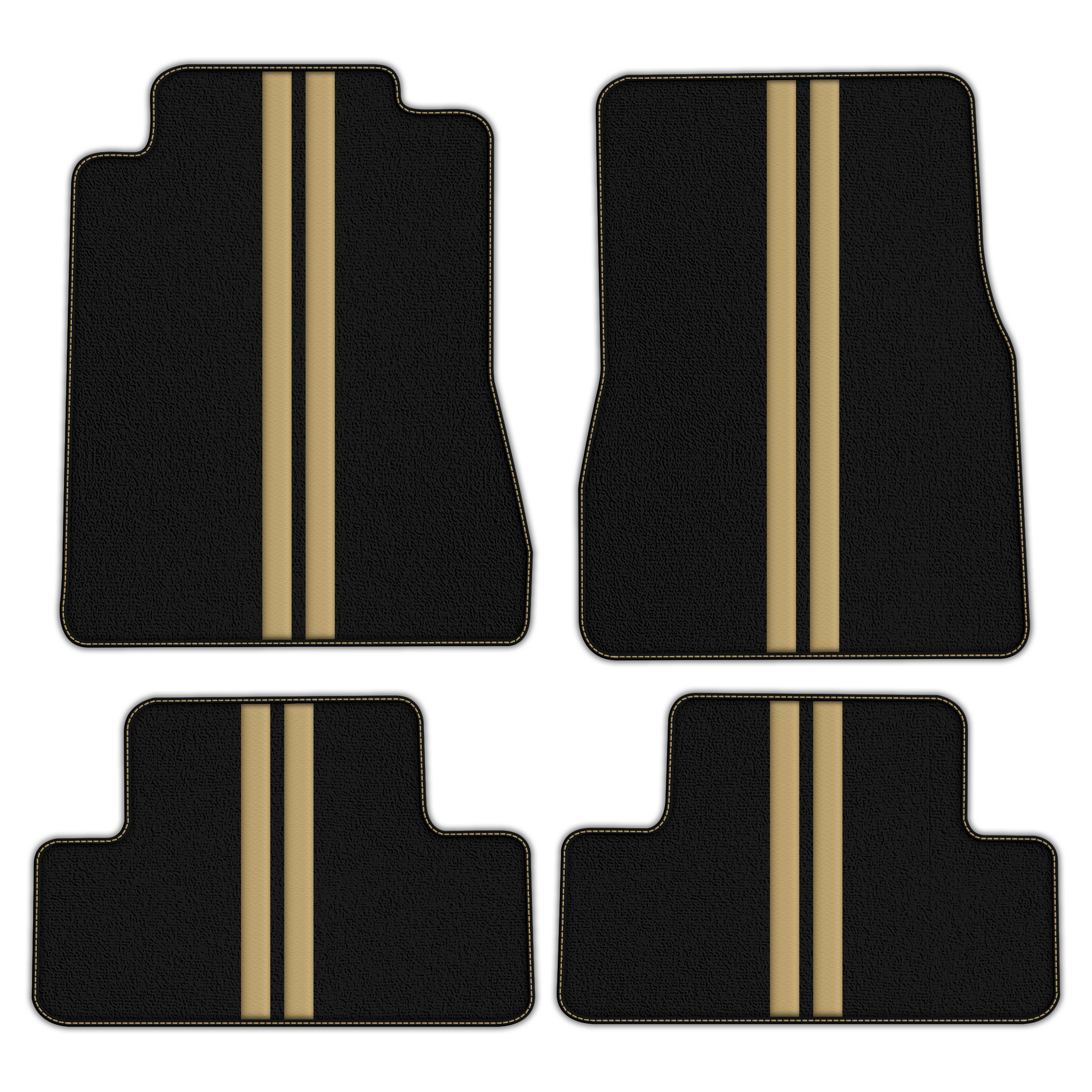 Black Floor Mats with Leather Line for Ford Mustang V FL (2011-2014) - Various Colors