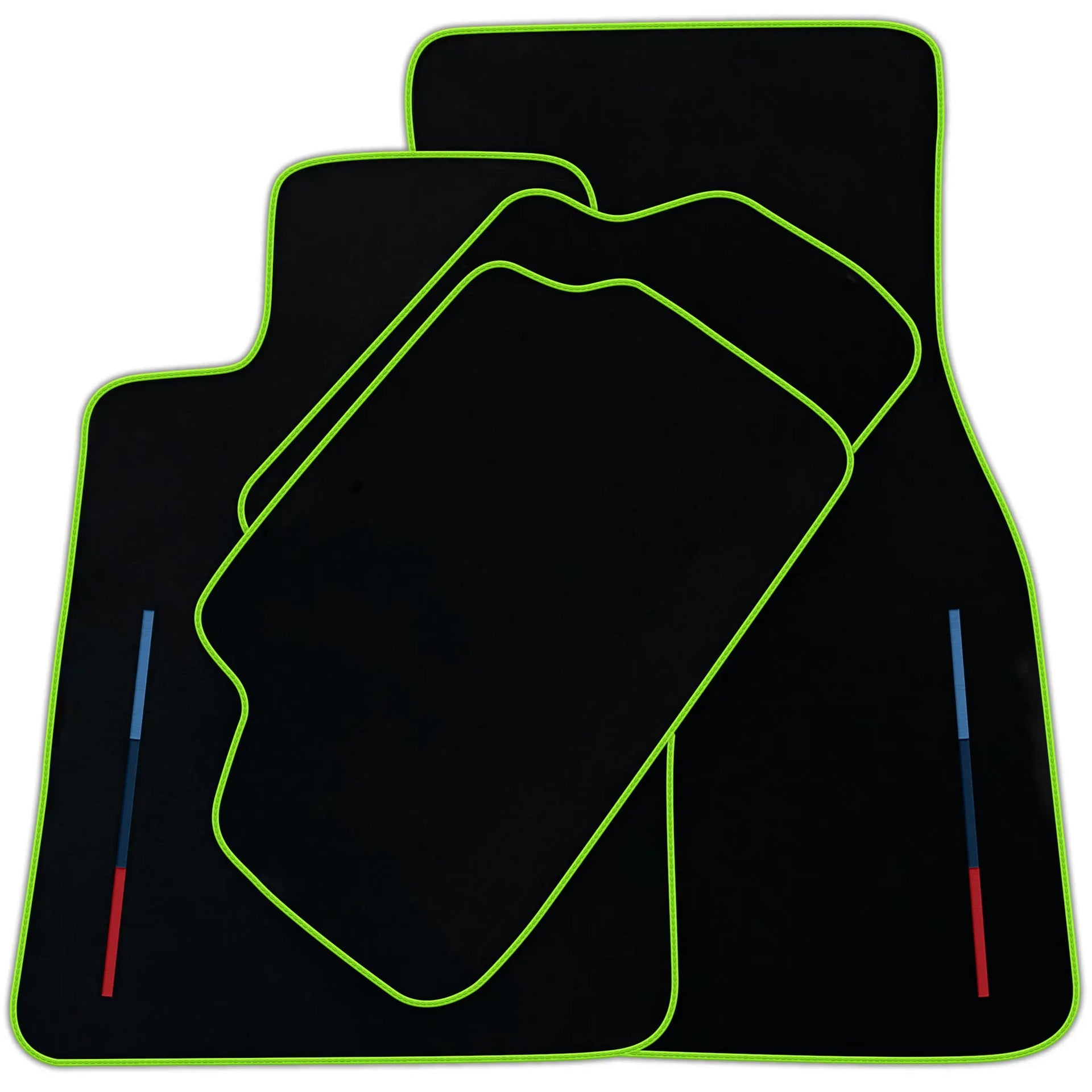 Black Floor Mats For BMW G60 (2023-2026) Sedan With 3 Color Stripes Tailored Set Perfect Fit | Various Trim Colors