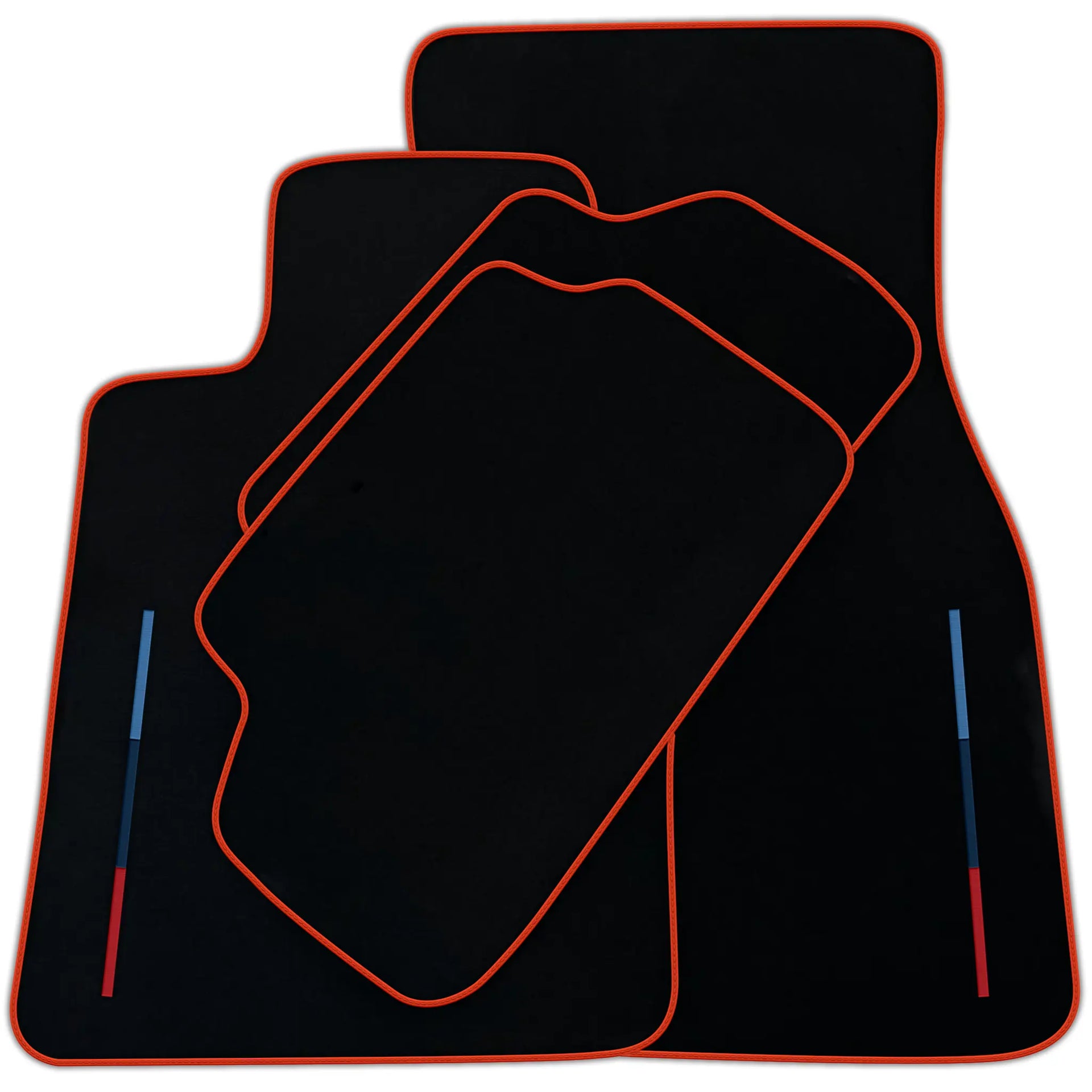 Black Floor Mats For BMW 7 Series E38 With 3 Color Stripes Tailored Set Perfect Fit | Various Trim Colors