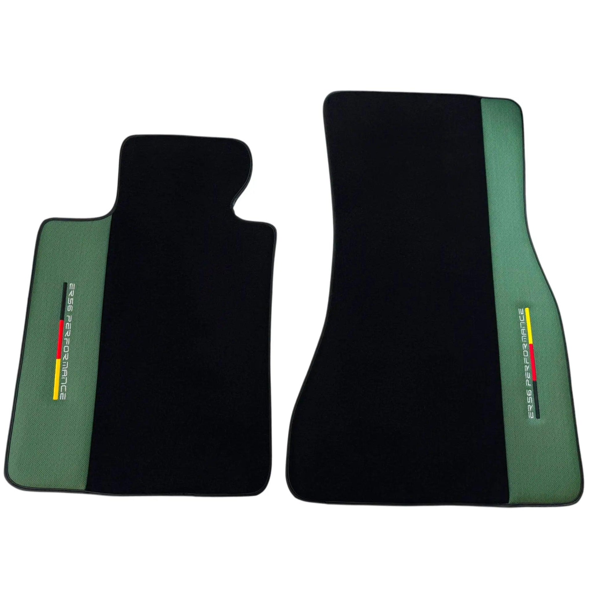 Black Floor Mats for BMW G60 (2023-2026) Sedan with Green Leather ER56 Performance