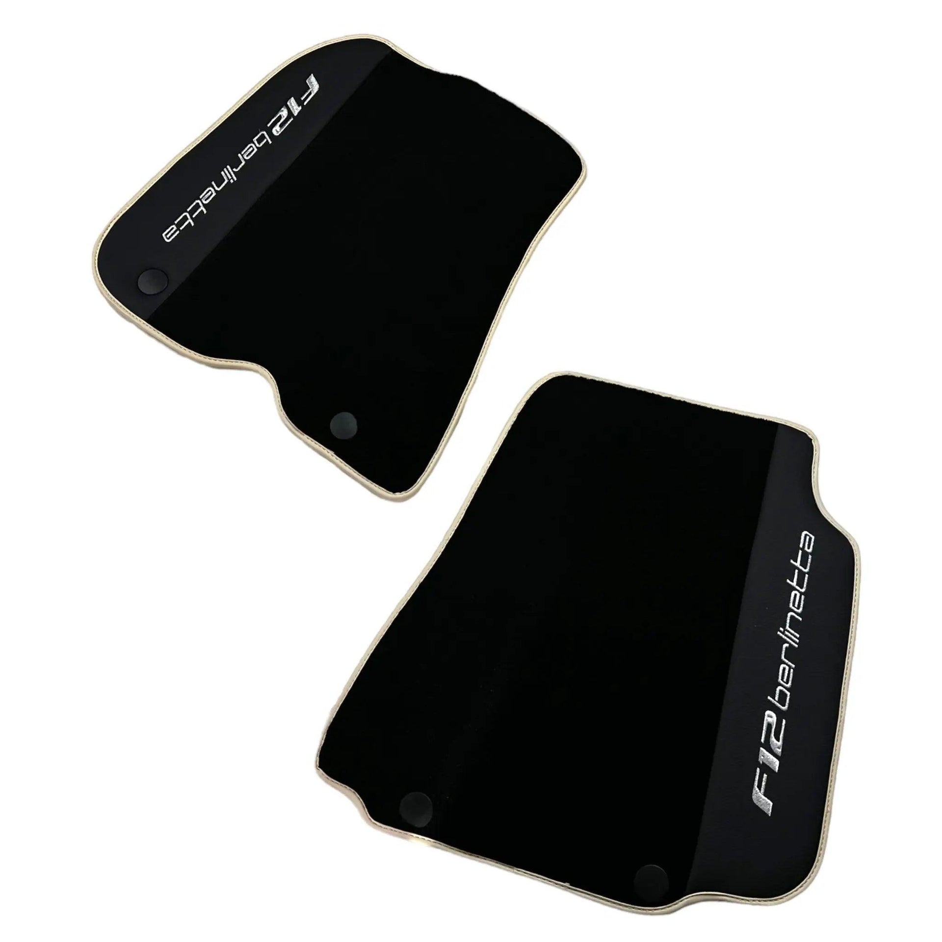 Black Floor Mats for Ferrari F12 Berlinetta (2012-2022) with Leather - AutoWin