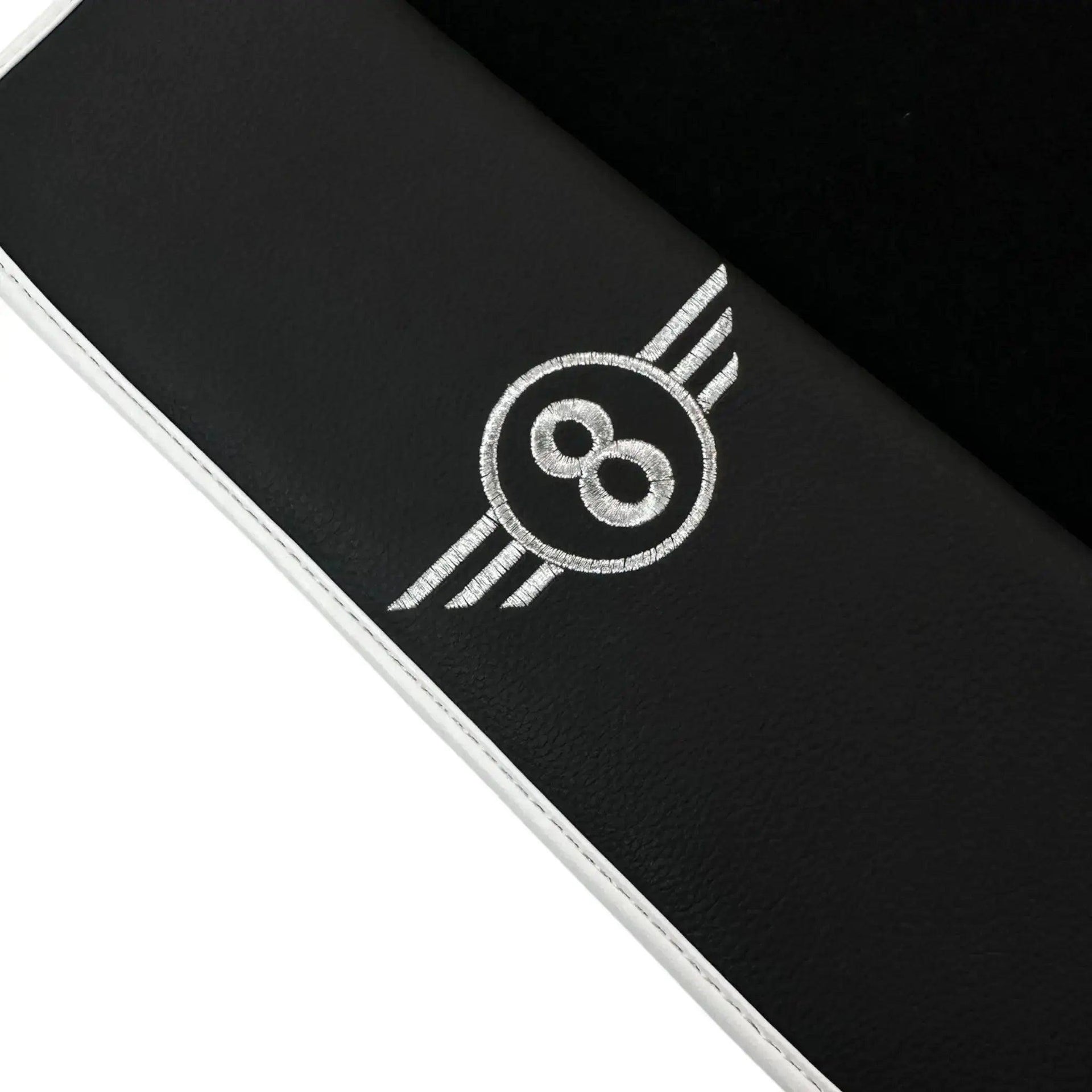 Black Floor Mats for Mini Countryman R60 (2010-2017) with Leather | White Trim - AutoWin