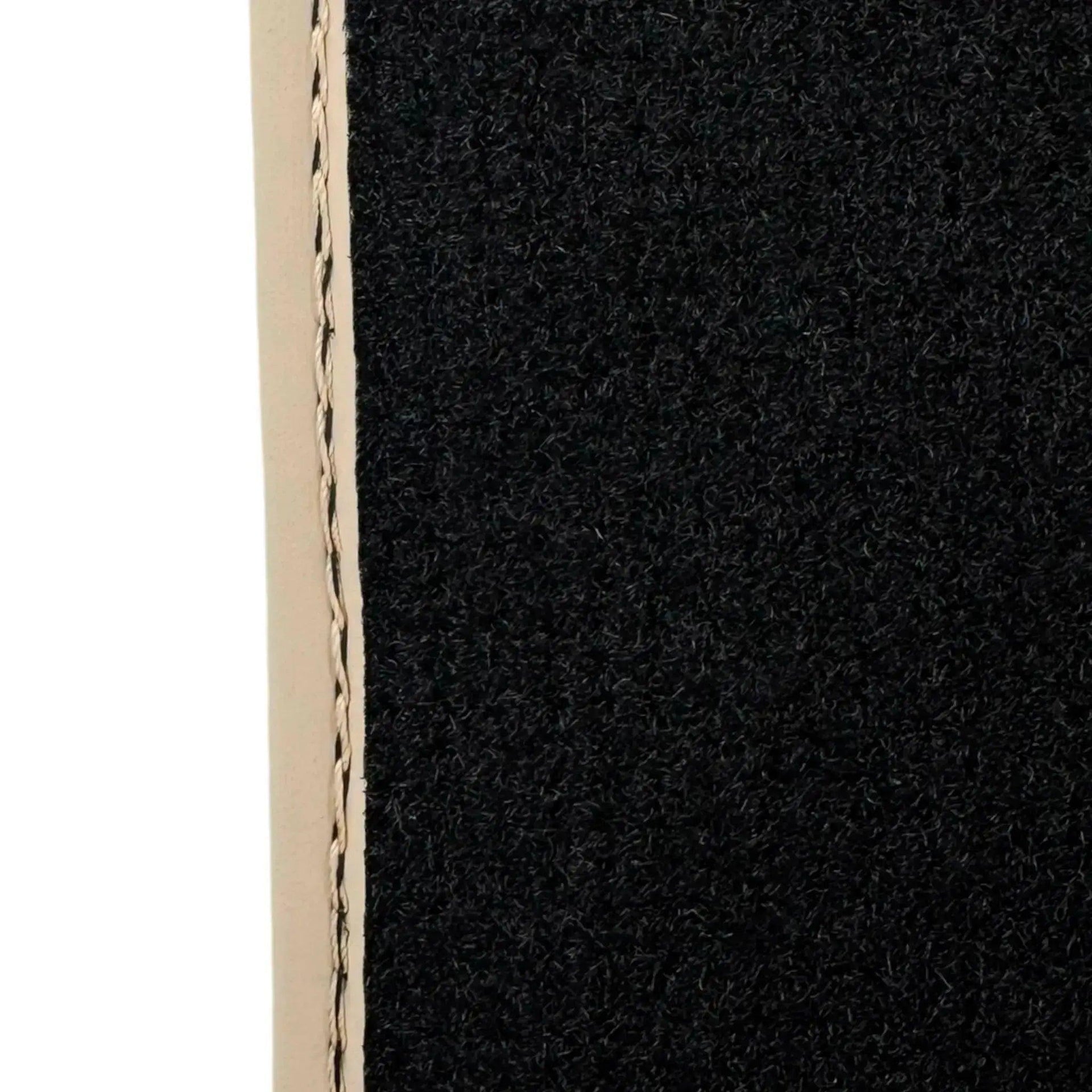 Black Stitched Leather Floor Mats for Maserati GranTurismo MC Stradale (2011-2015) | Beige Trim - AutoWin
