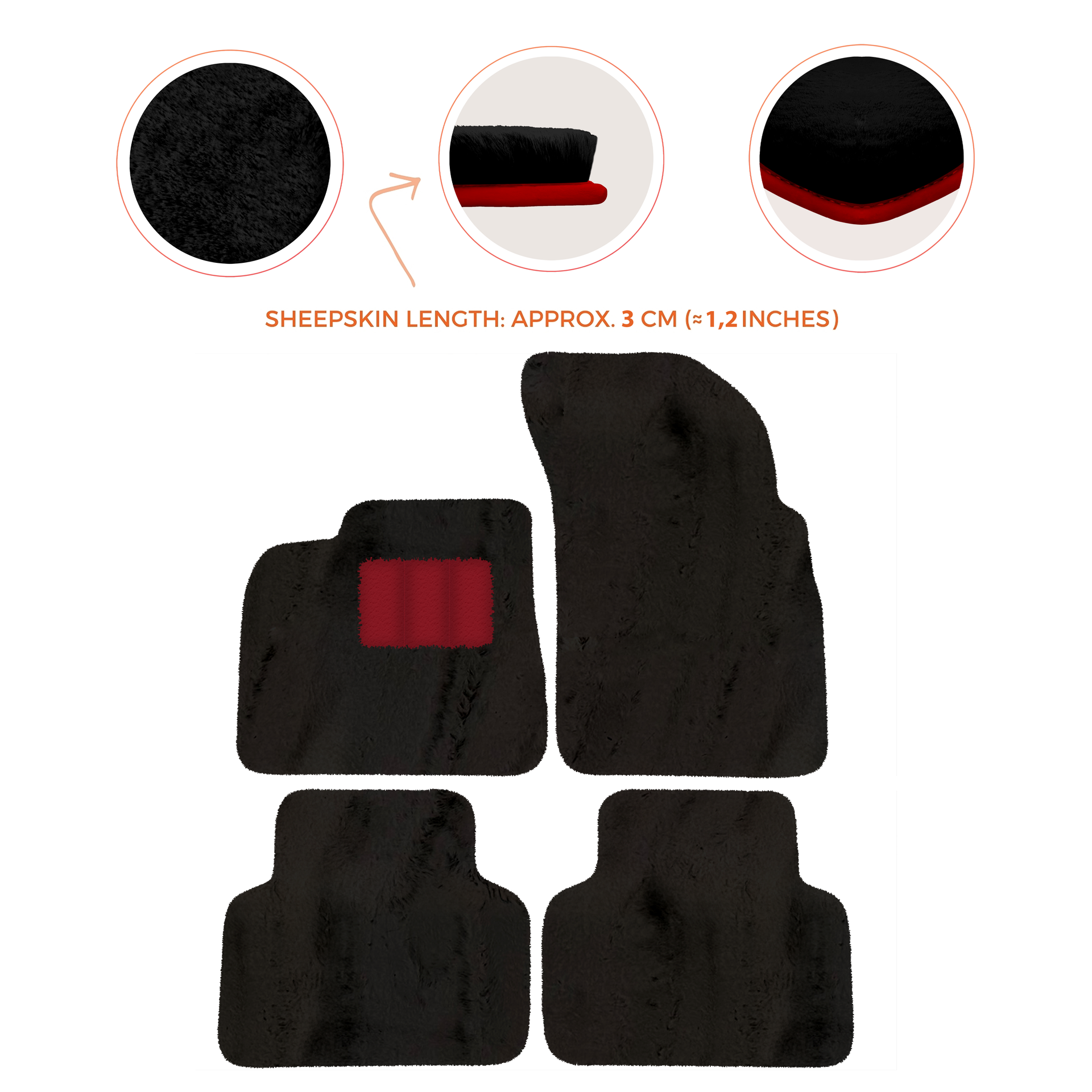 Premium Sheepskin Floor Mats for Lamborghini Countach 1974-1990