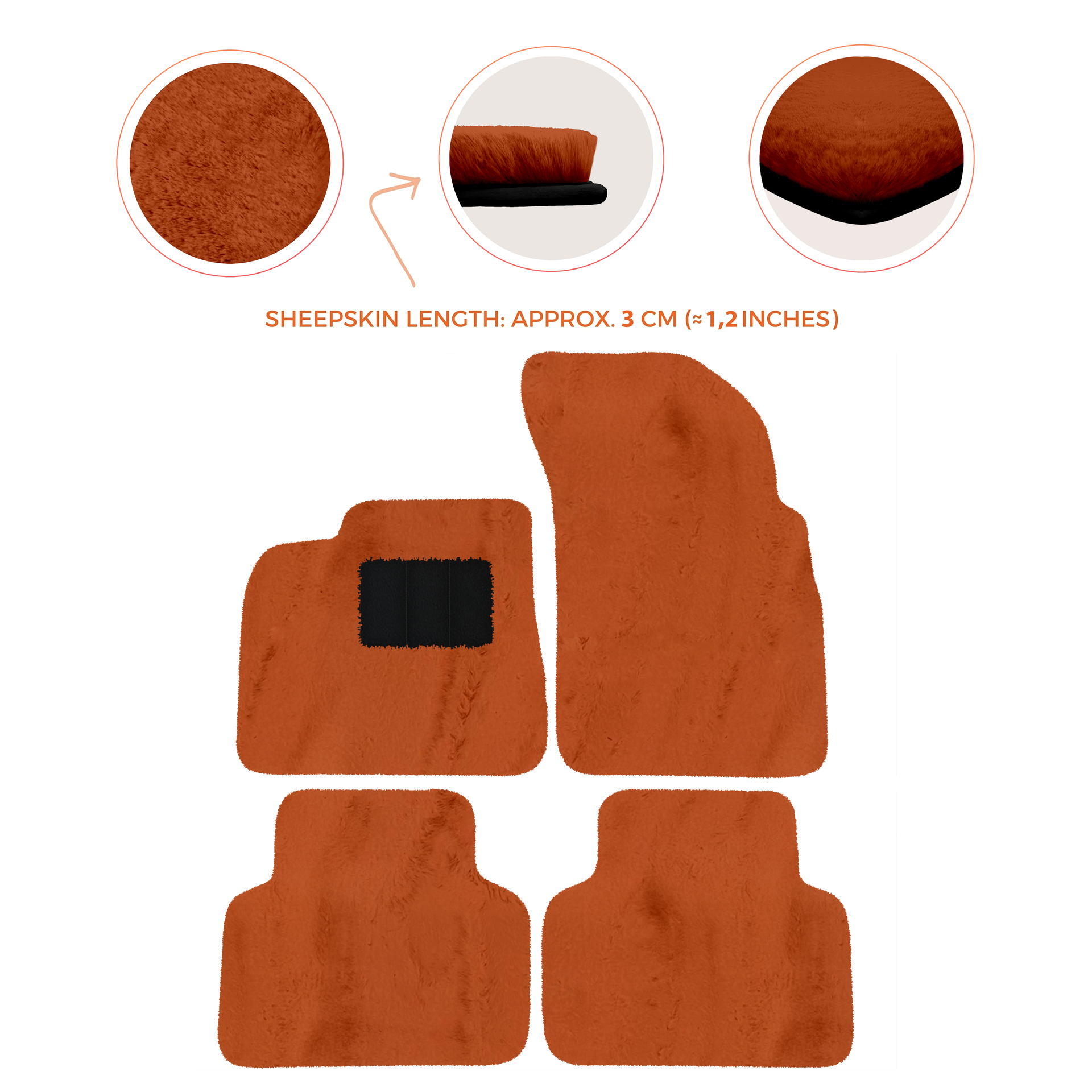 Premium Sheepskin Floor Mats for Lamborghini Countach 1974-1990