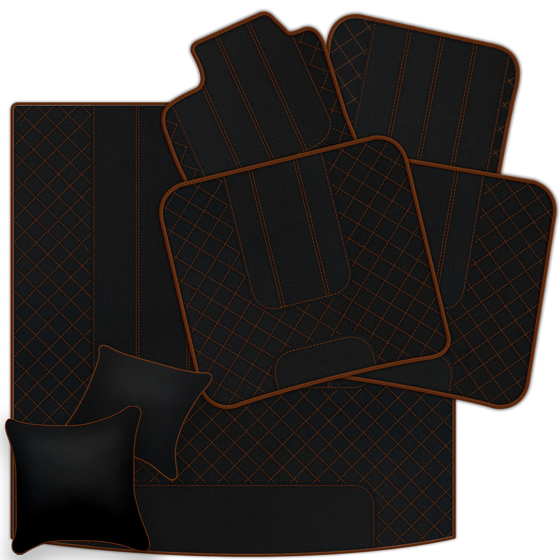 Customizable Leather Floor Mats with Double Diamond Pattern for Bentley Flying Spur (2019-2023) - AutoWin