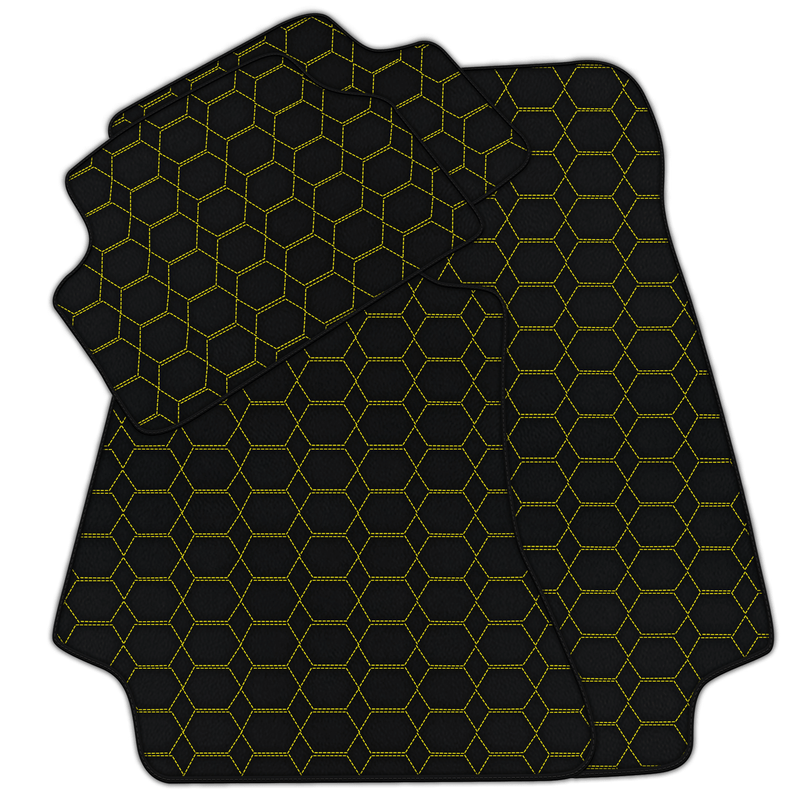 Customizable Leather Floor Mats with Hexagon Hex Pattern for Mercedes Benz S-Class W221 (2005-2013) Short Wheelbase