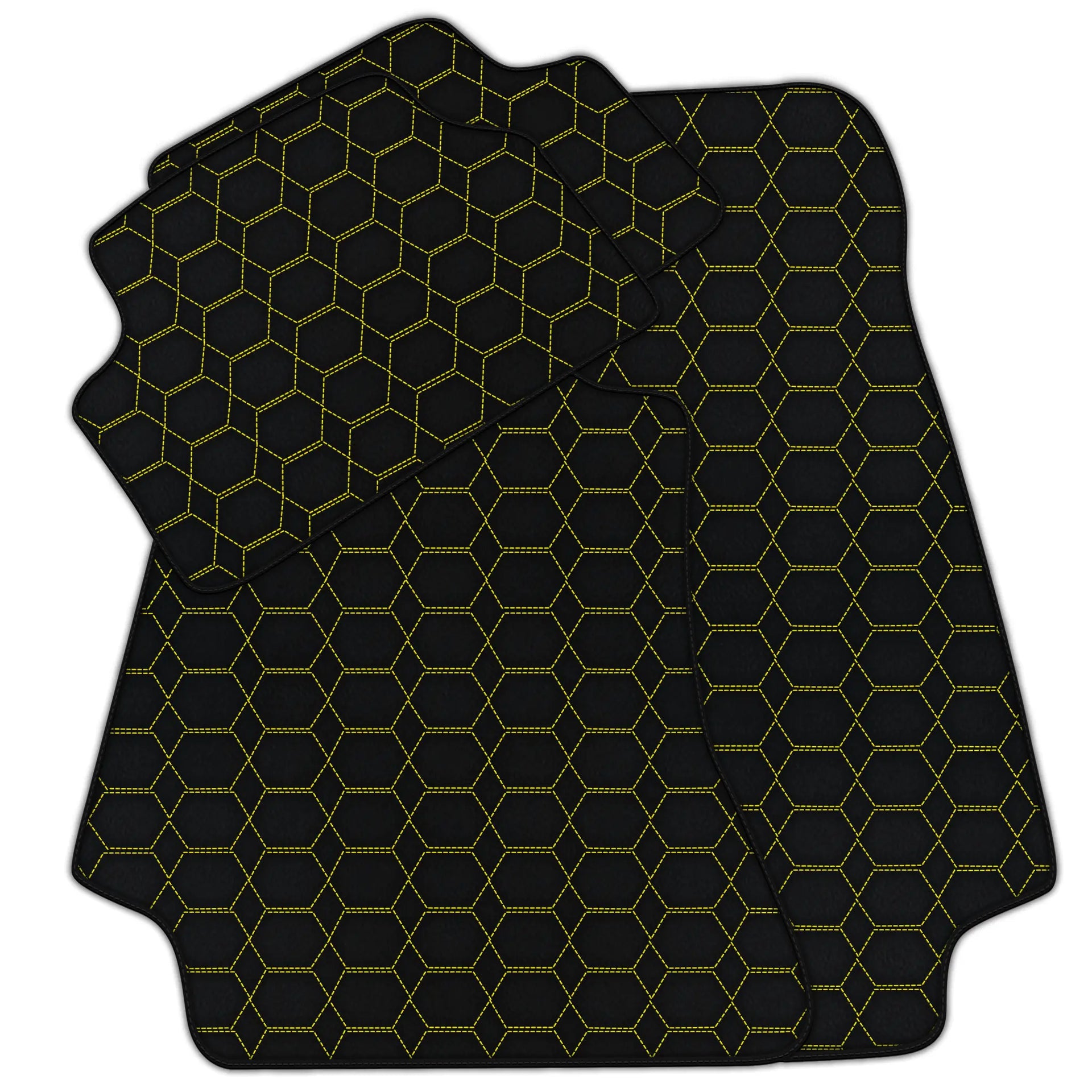 Customizable Leather Floor Mats with Hexagon Hex Pattern for Mercedes Benz A-Class W177 Hybrid (2019-2023)