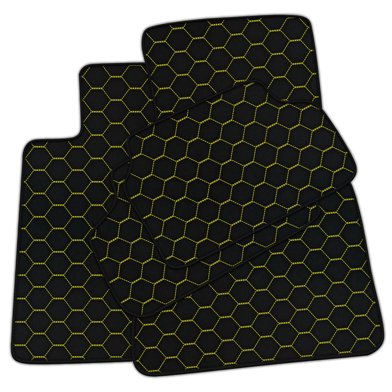 Customizable Leather Floor Mats with Symmetrical Hex Pattern for BMW E61 Wagon (2004-2010)