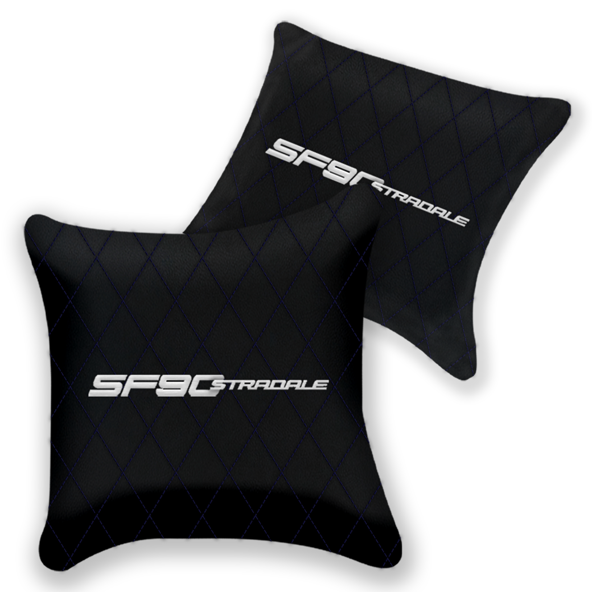 Customizable Black Leather Ferrari SF90 Stradale Pillows - Set of 2