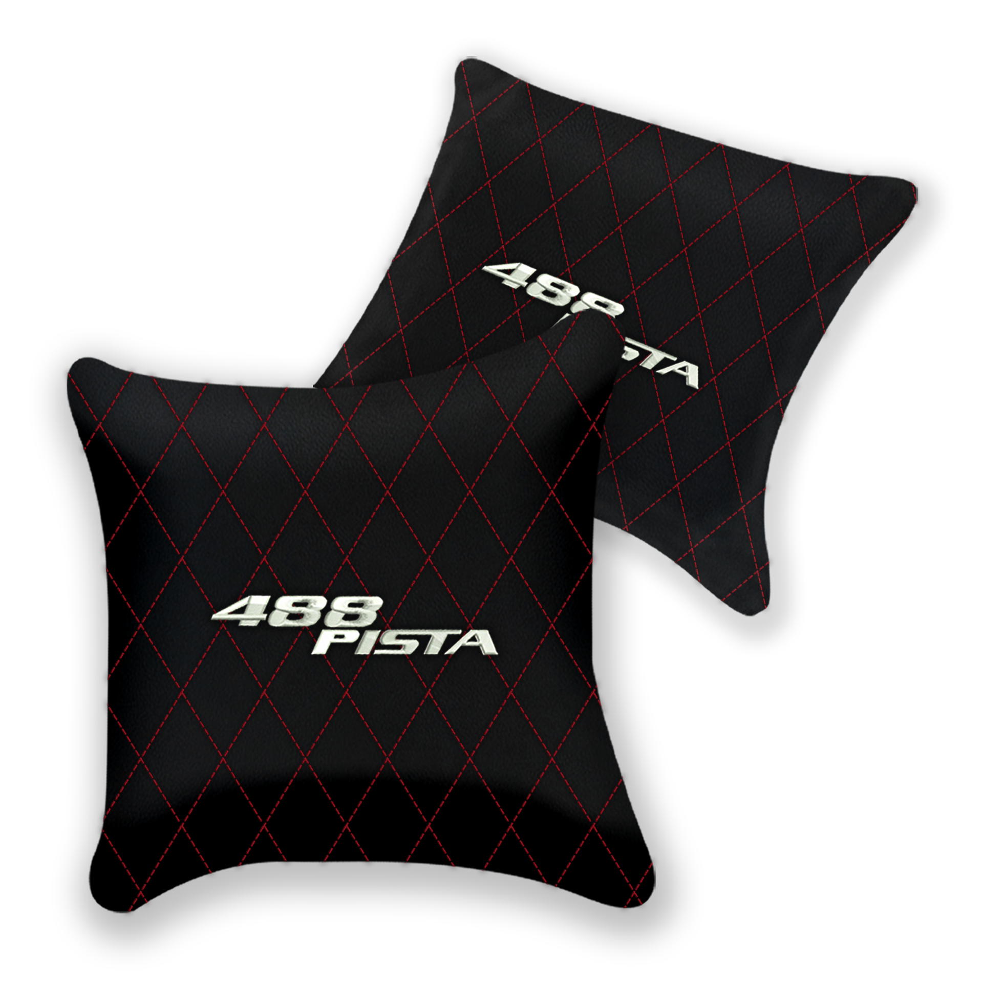 Customizable Black Leather Pillows for Ferrari 488 GTB (2016-2022)