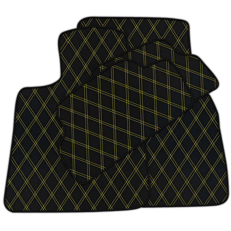 Customizable Leather Floor Mats with Double Diamond Pattern for Mini Countryman F60 Hybrid (2020-2023)