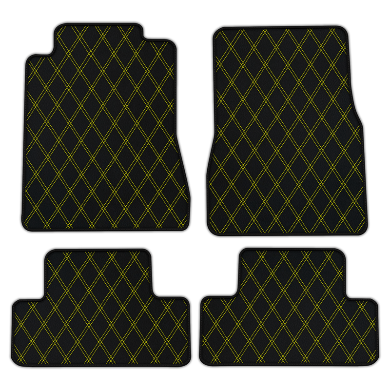 Customizable Leather Floor Mats with Double Diamond Pattern for Ford Mustang V FL (2011-2014)