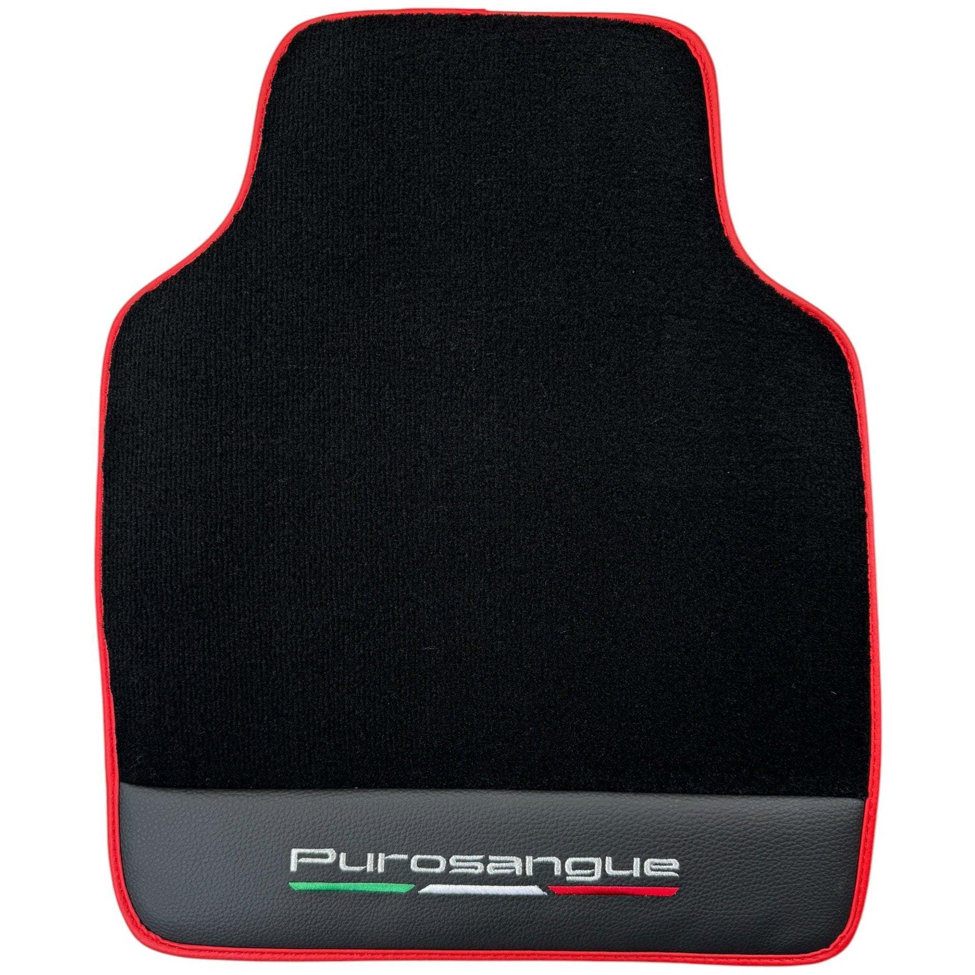 Black Floor Mats for Ferrari Purosangue with Leather and Red Trim | Italian Edition - AutoWin