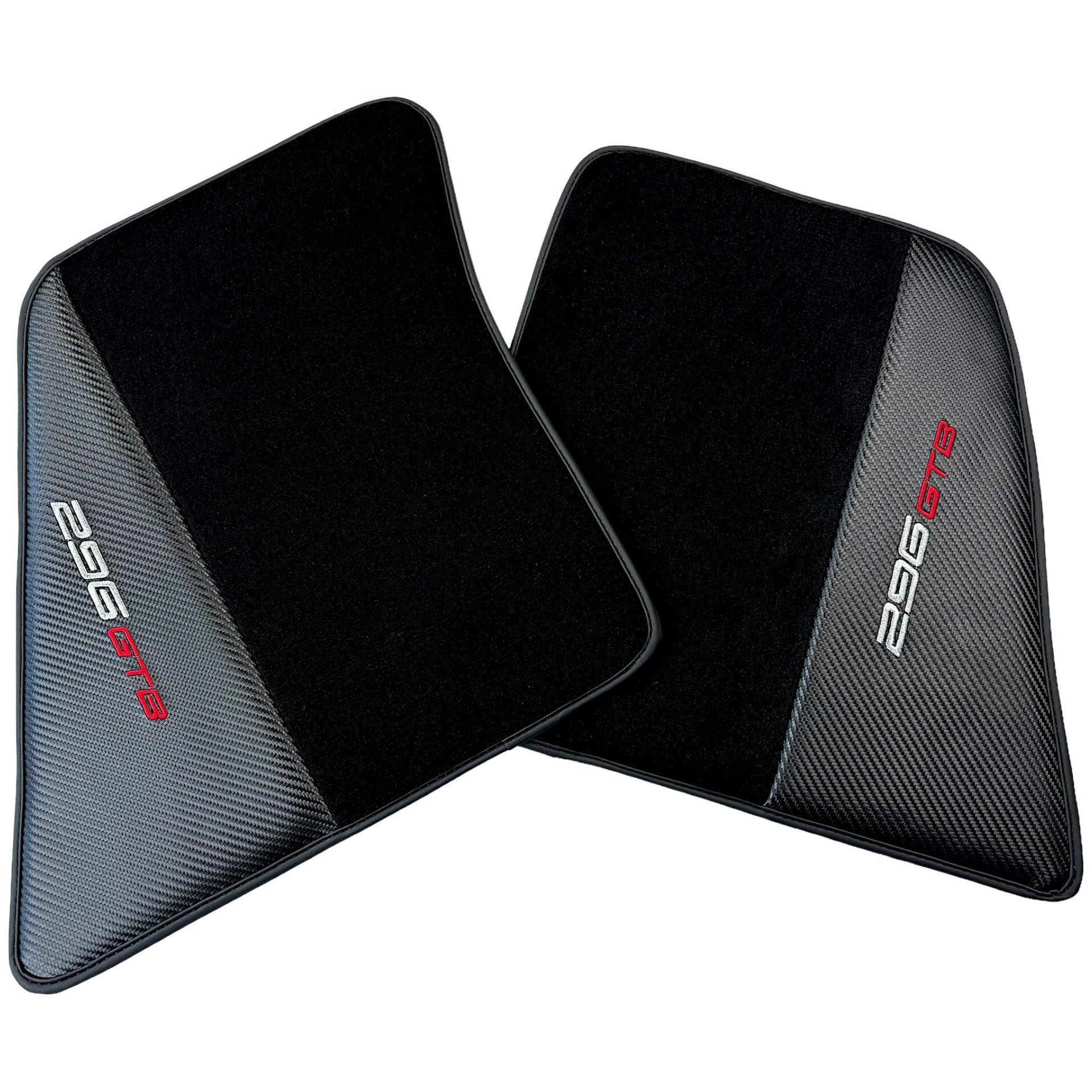 Black Floor Mats for Ferrari 296 GTB (2022-2024) with Carbon Fiber - AutoWin