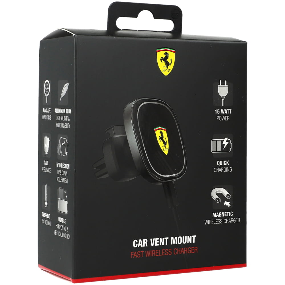 Ferrari MagSafe Car Vent Mount - Premium 15W Wireless Charger