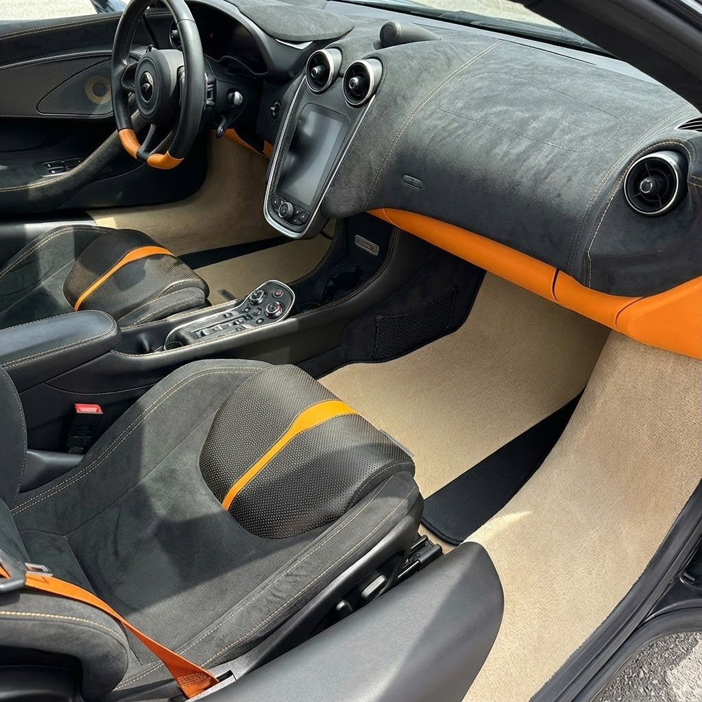 Customizable Leather Floor Mats with Raptor Hex Pattern for McLaren 570S (2015-2021) - AutoWin