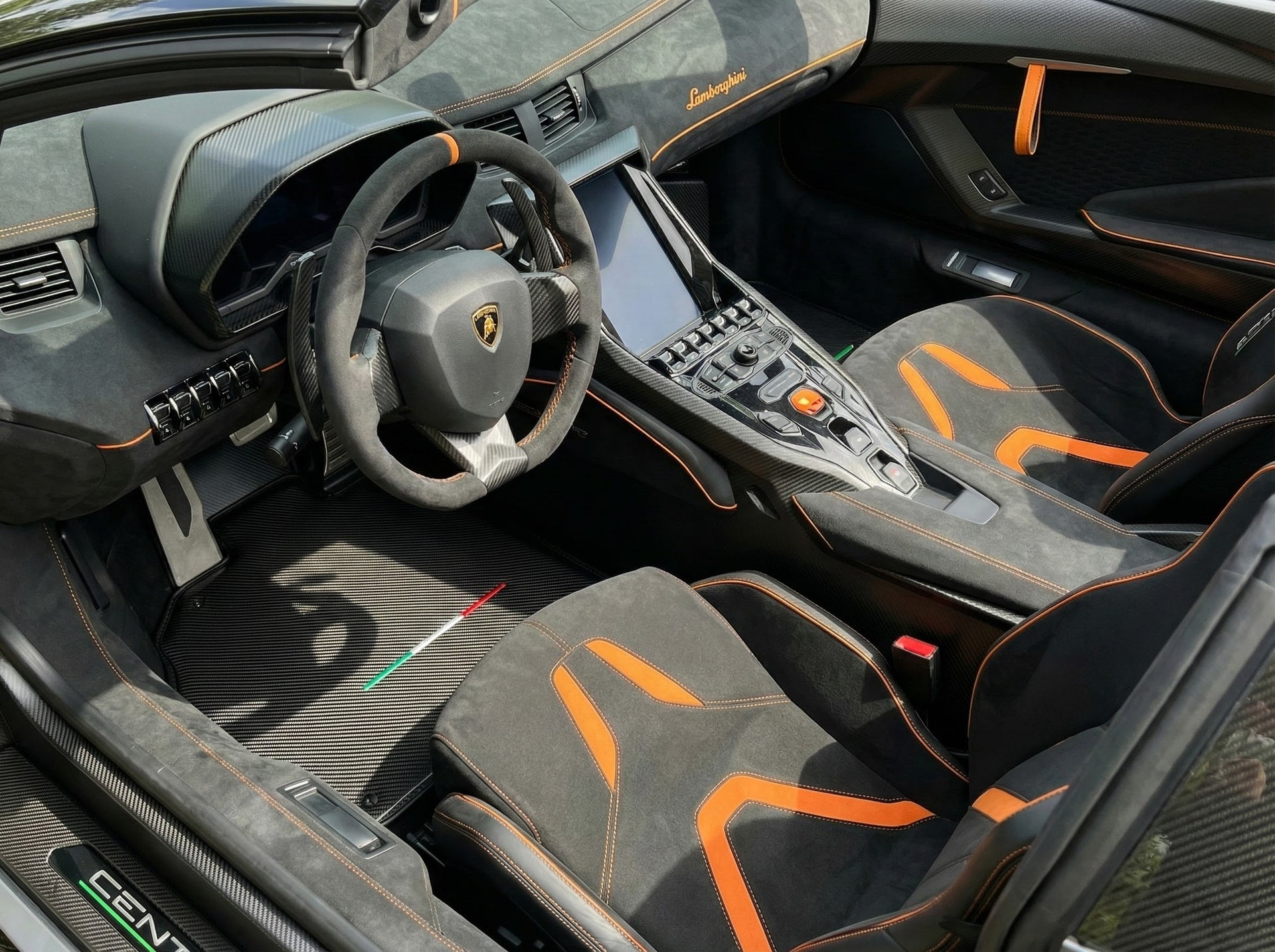 Customizable Leather Floor Mats with Square Pattern for Lamborghini Centenario (2016-2017) - AutoWin