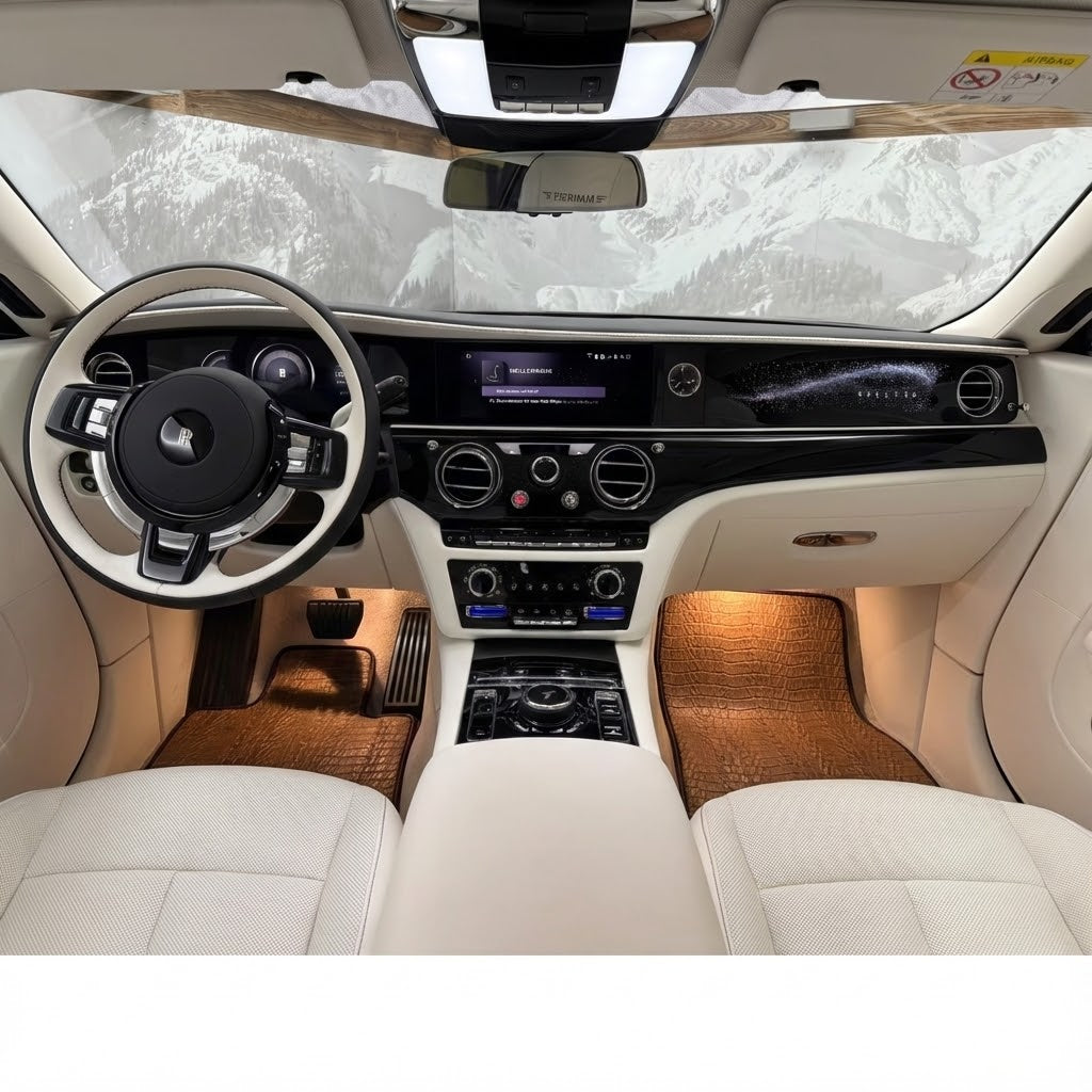 Personalizowane dywaniki samochodowe do Rolls Royce Spectre (2023-2024) z czerwoną Alcantarą - AutoWin