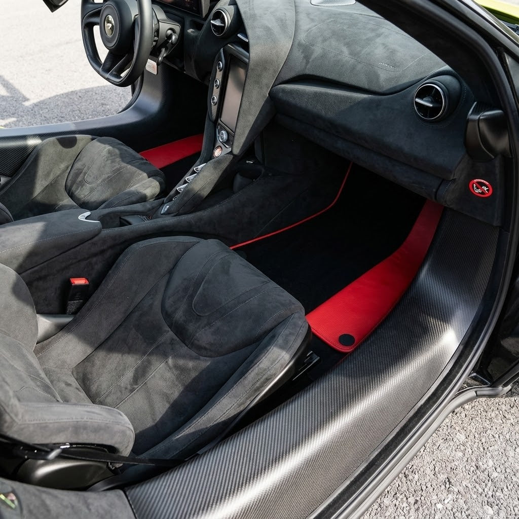 Customizable Leather Floor Mats with Line Pattern for McLaren 750S (2023-2025) - AutoWin