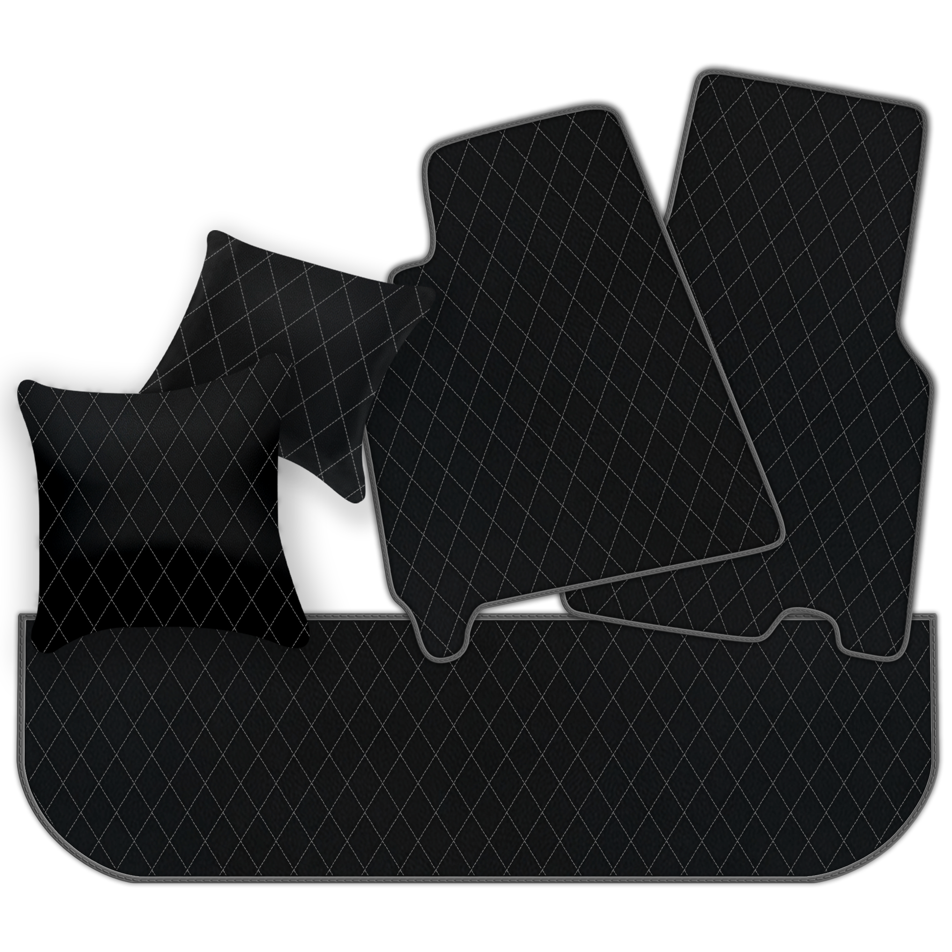 Customizable Leather Floor Mats with Double Diamond Pattern for Ferrari 550 Maranello (1996-2002) - AutoWin