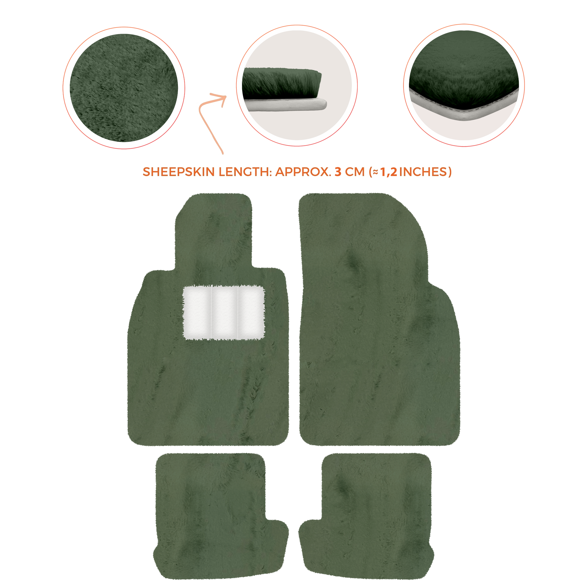 Premium Quality Sheepskin Floor Mats for Porsche 924 (1976-1988)