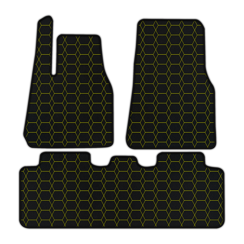 Customizable Leather Floor Mats with Hexagon Hex Pattern for Tesla Model Y (2020-2023)