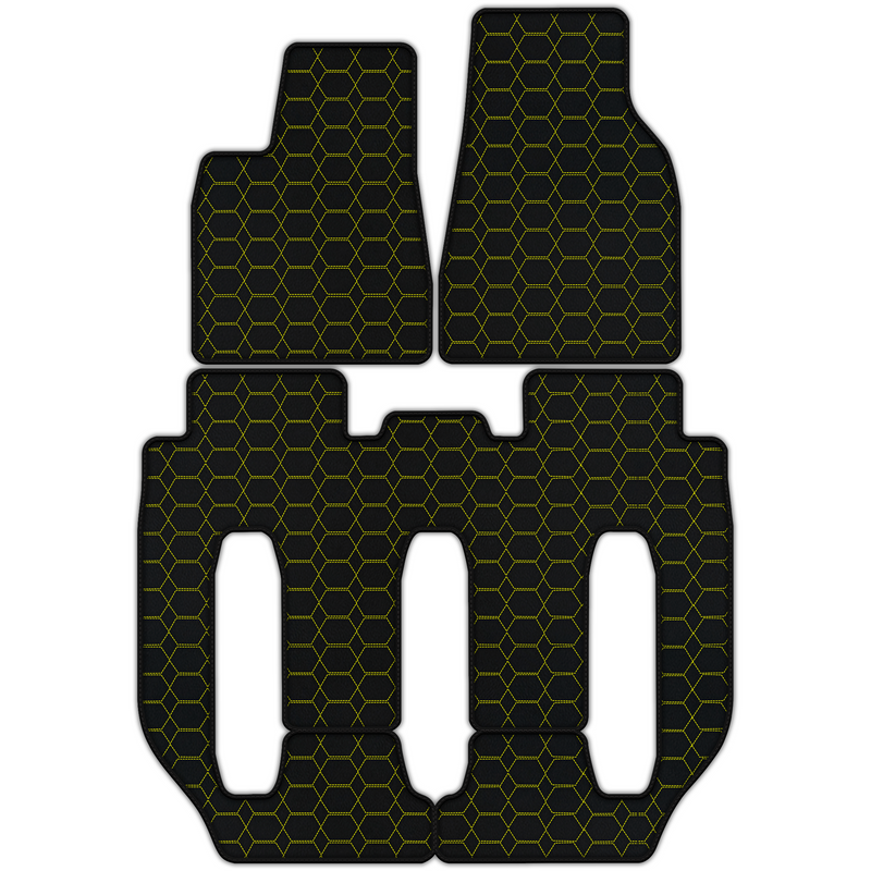 Customizable Leather Floor Mats with Hexagon Hex Pattern for Tesla Model X - 7 Seats (2016-2017)