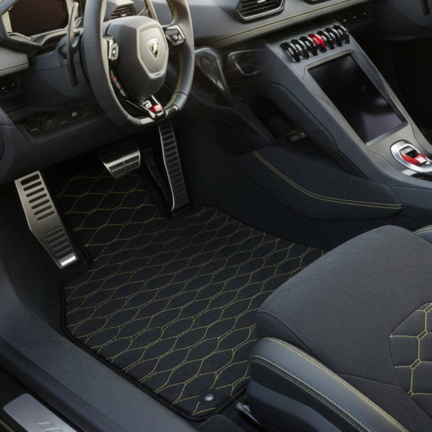 Customizable Floor Mats From Carpet with Leather for Lamborghini Huracan EVO (2019-2024) - AutoWin