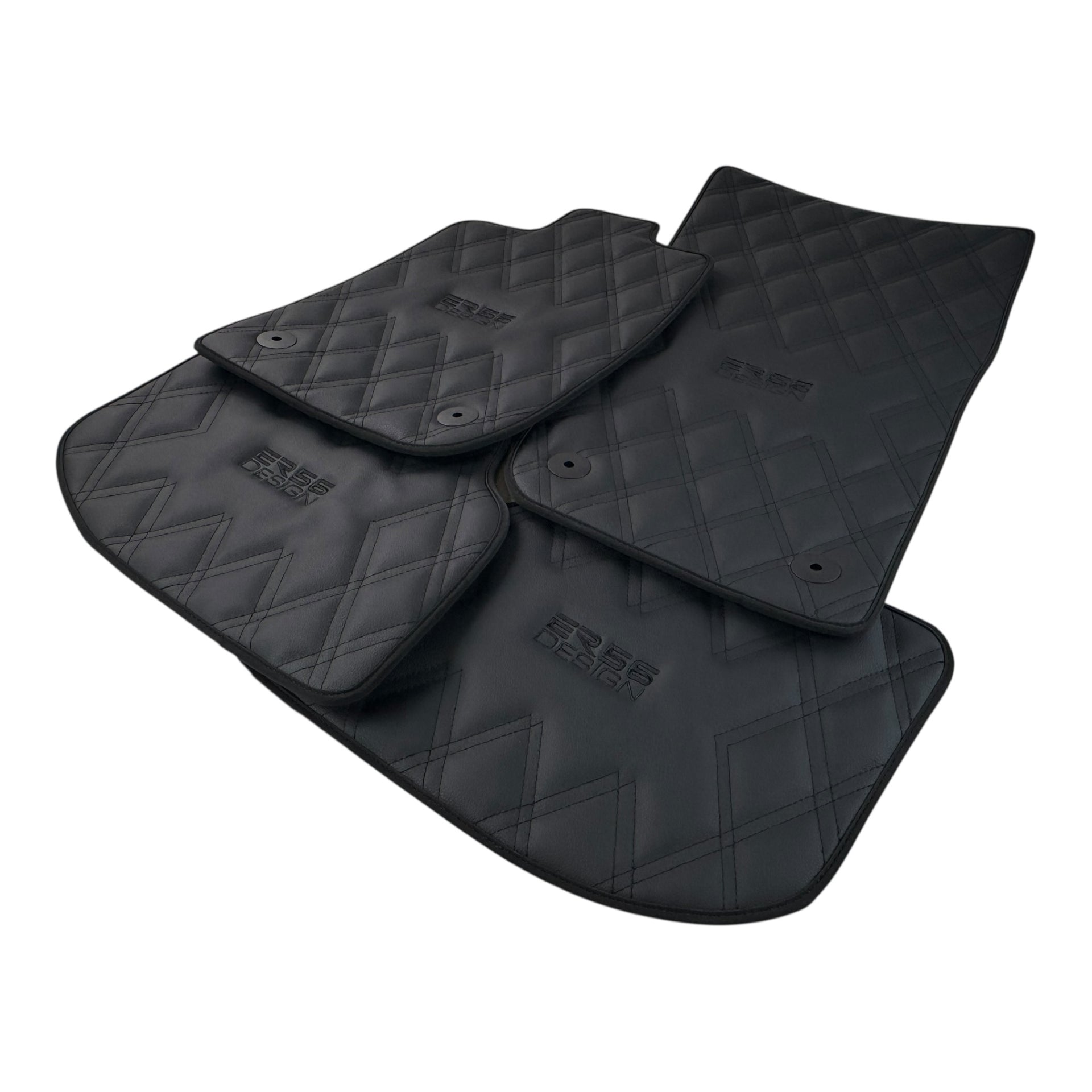 Bentley Continental GT (2018–2023) Black Floor Mats - with Leather | ER56 Design