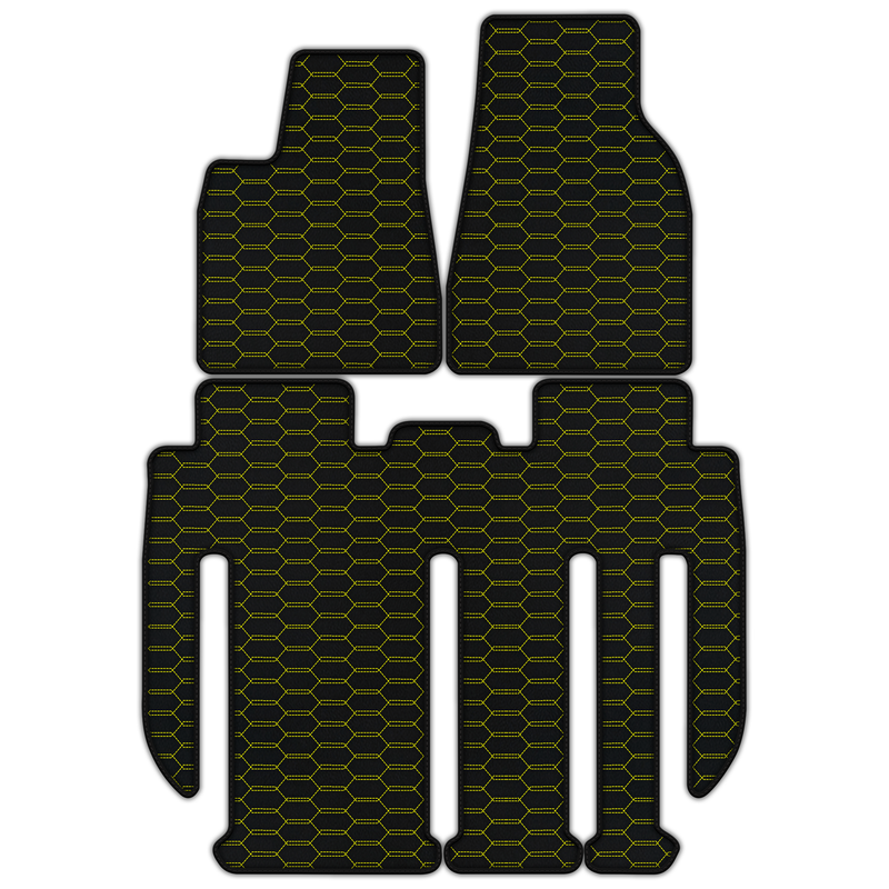 Customizable Leather Floor Mats with Interlaced Hex Pattern for Tesla Model X - 7 Seats (2017-2025)